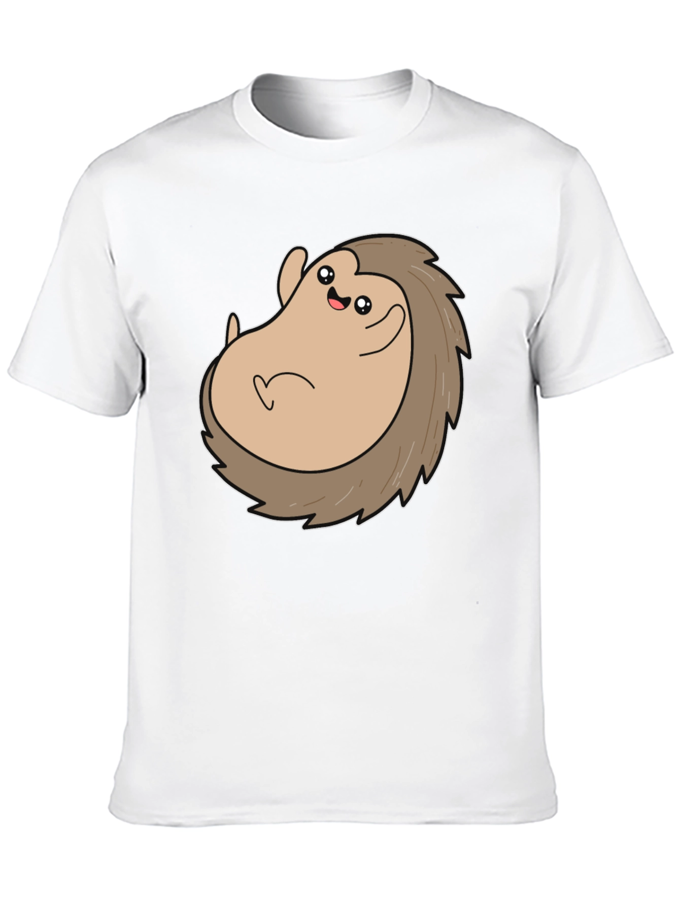 Cute Hedgehog Graphic Tee - Black Cotton T-Shirt