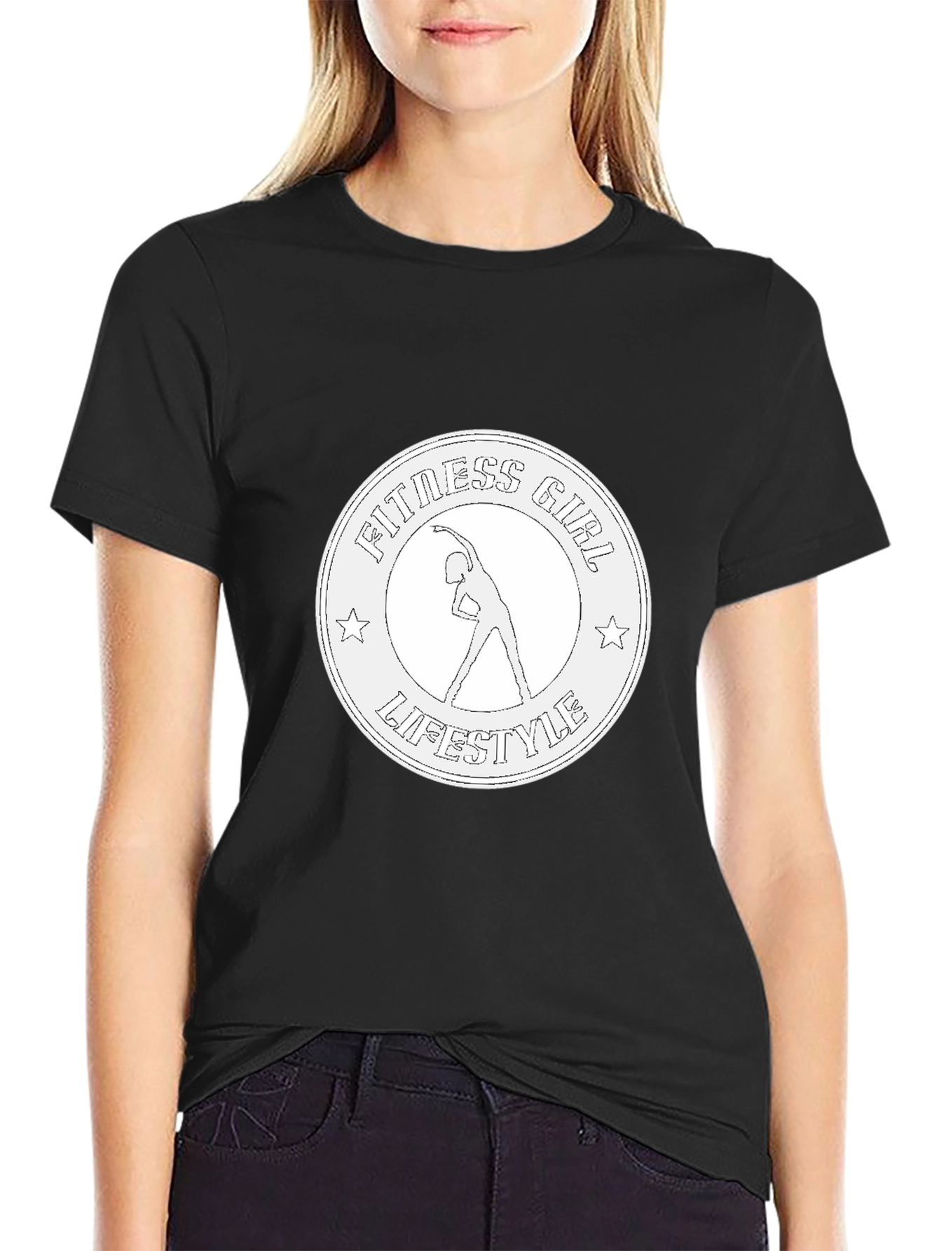 Fitness Girl Lifestyle Black Graphic Tee
