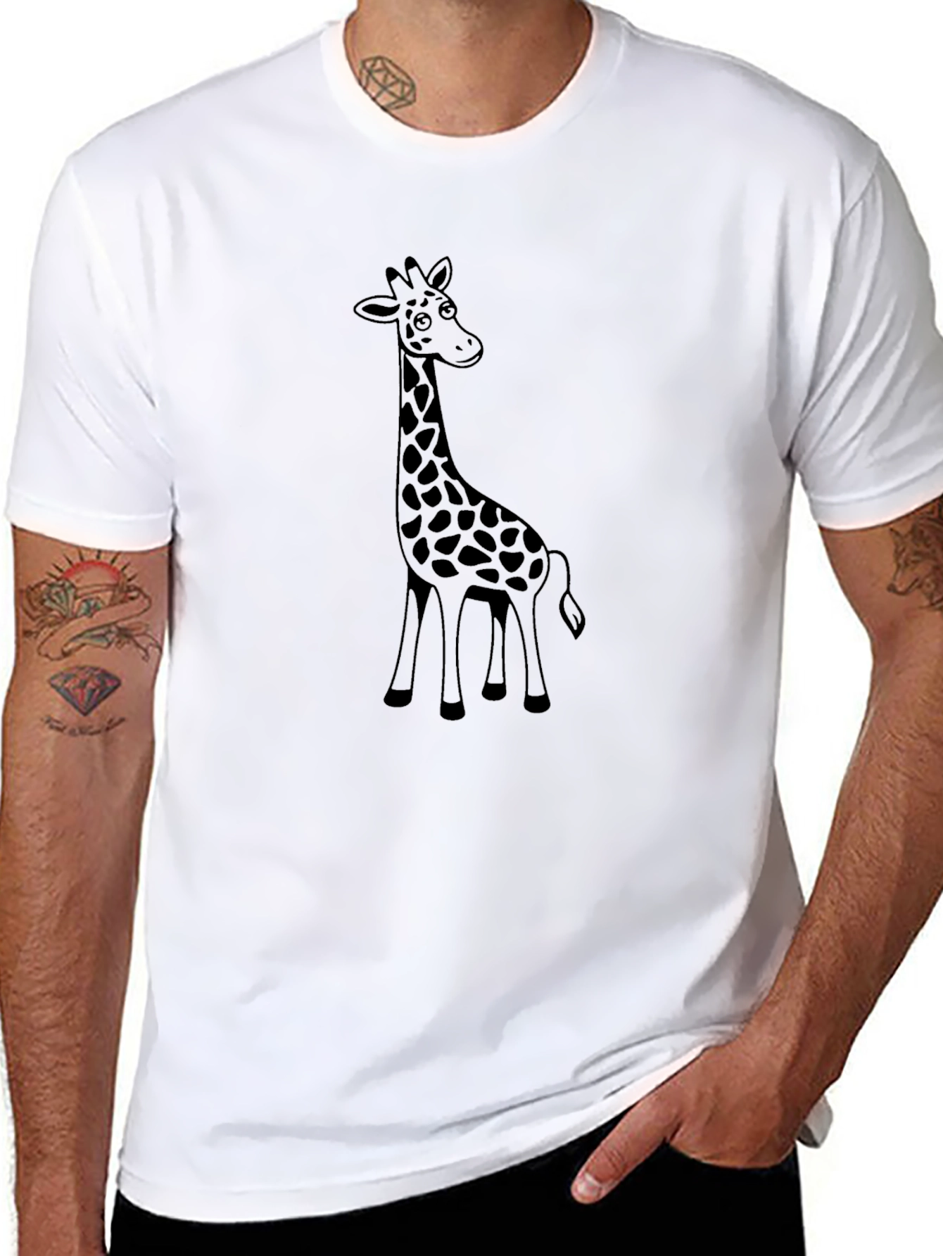 Giraffe Graphic Print Black T-Shirt