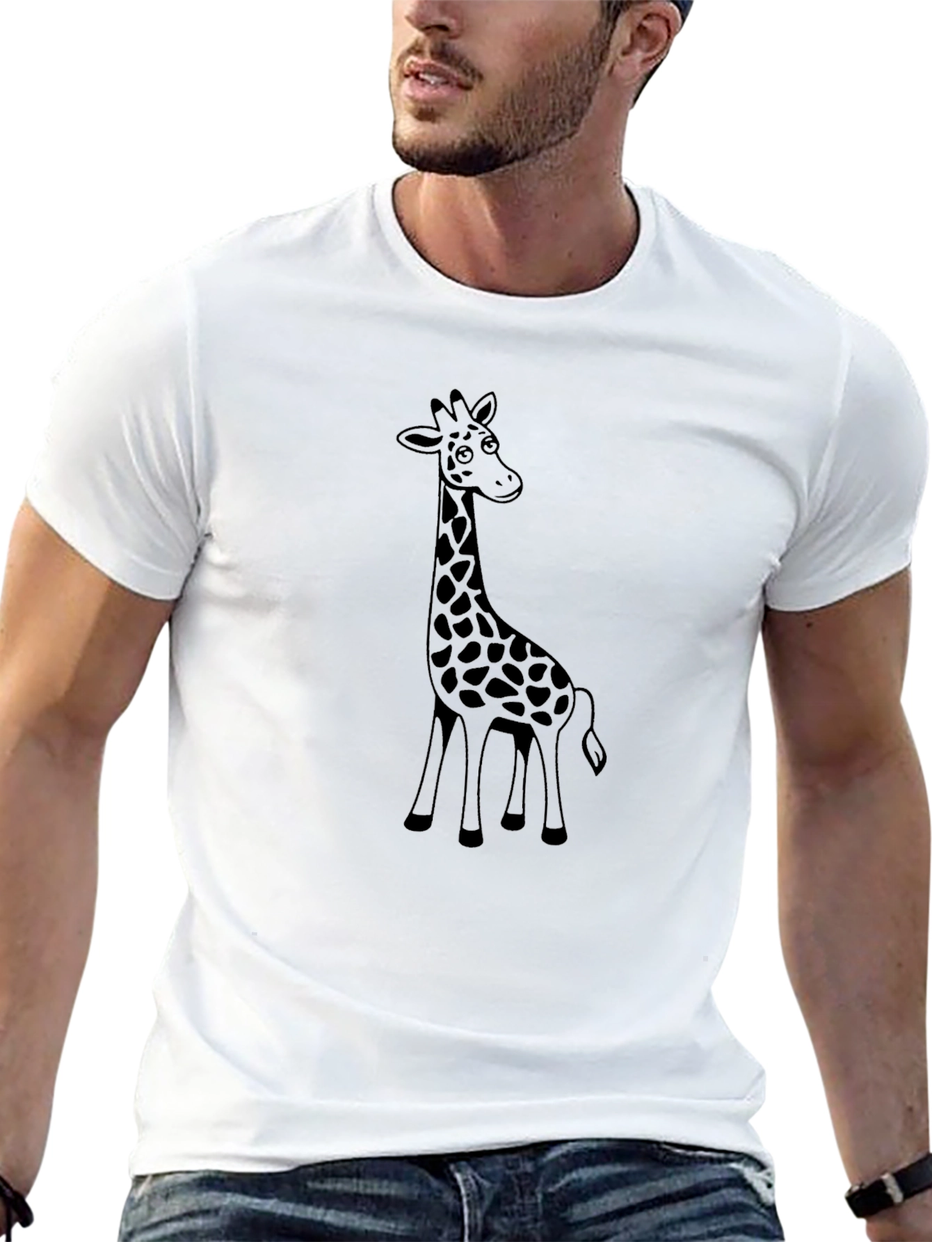 Giraffe Graphic Print Black T-Shirt