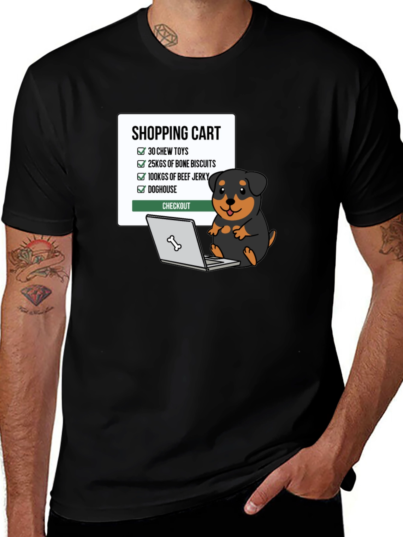 Dog Lover T-Shirt - Shopping Cart Design