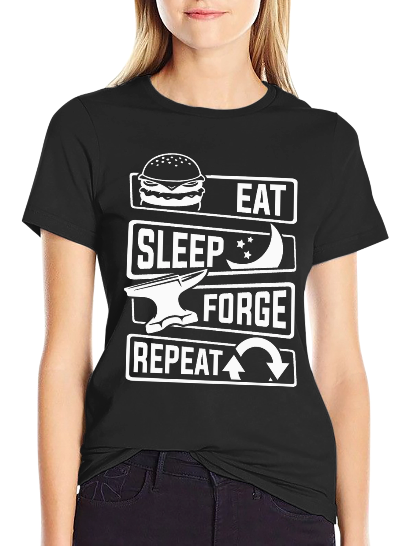 Eat Sleep Forge Repeat Black T-Shirt