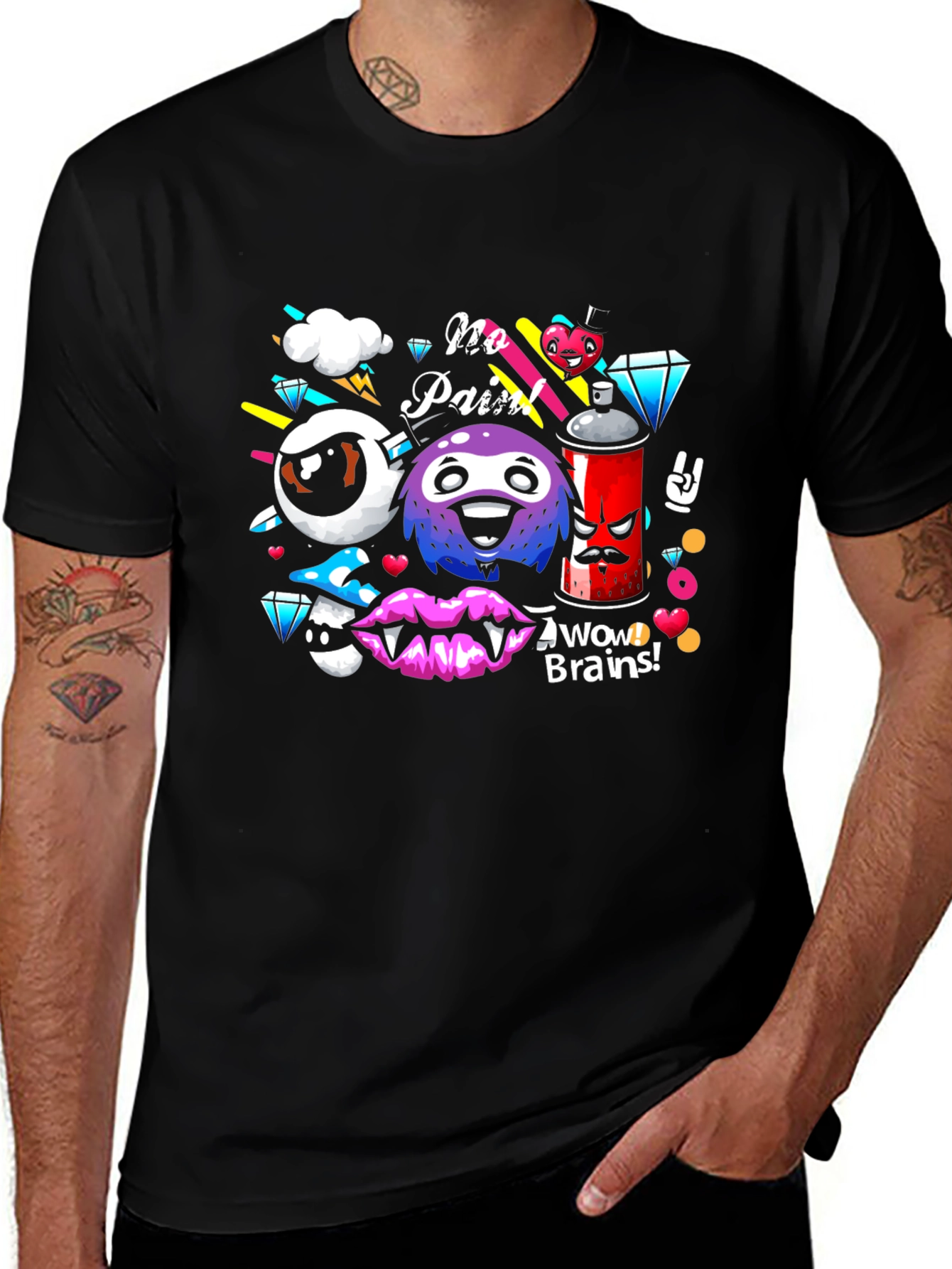 Eye-Catching Graphic Print Black T-Shirt