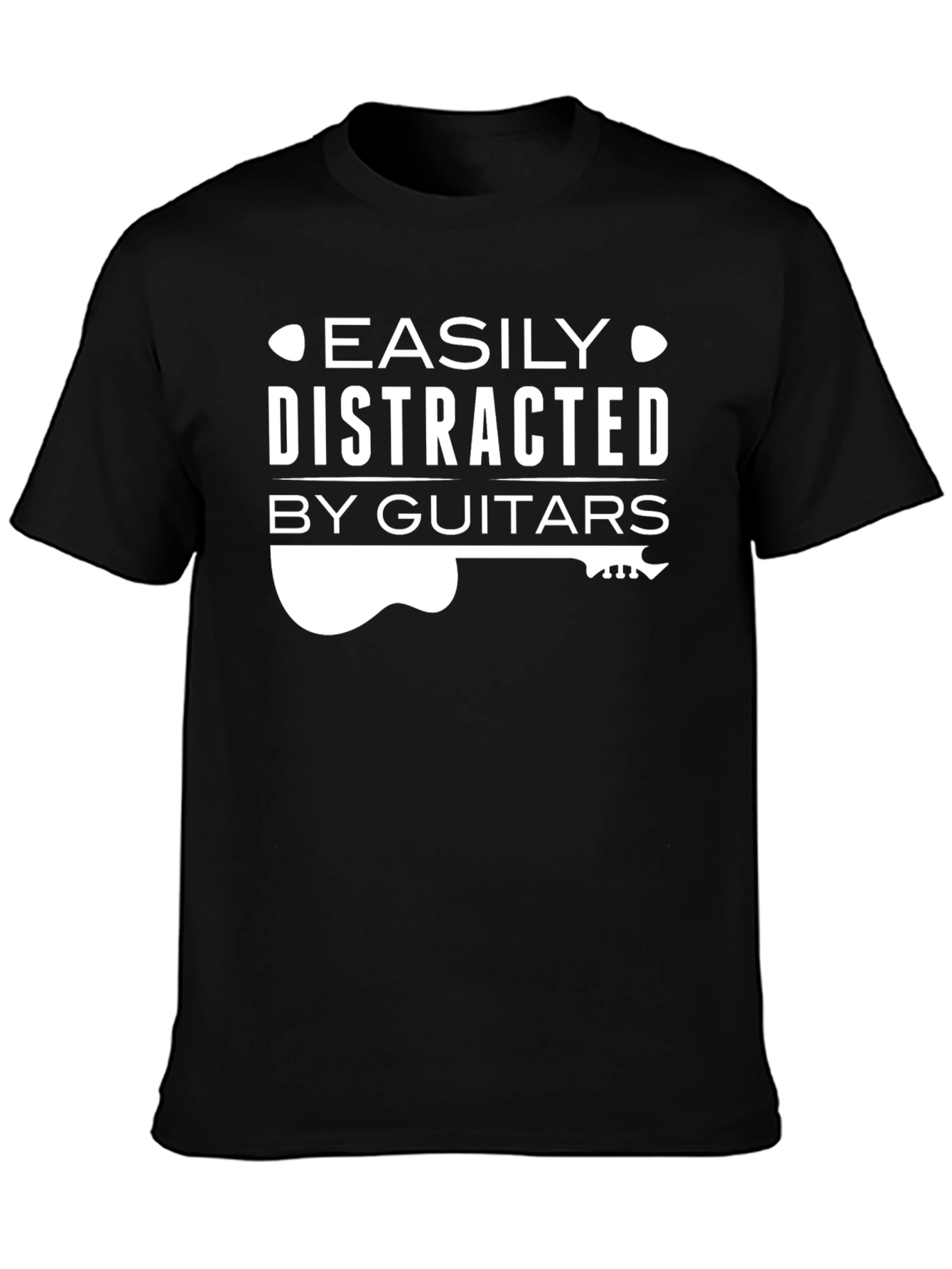Easily Distracted By Guitars Black T-Shirt