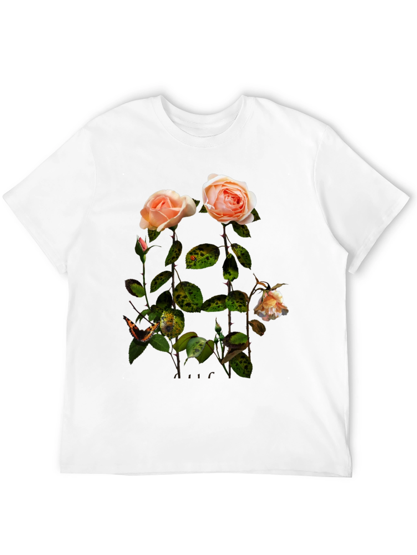Floral Rose Graphic Tee - Stylish Black T-Shirt