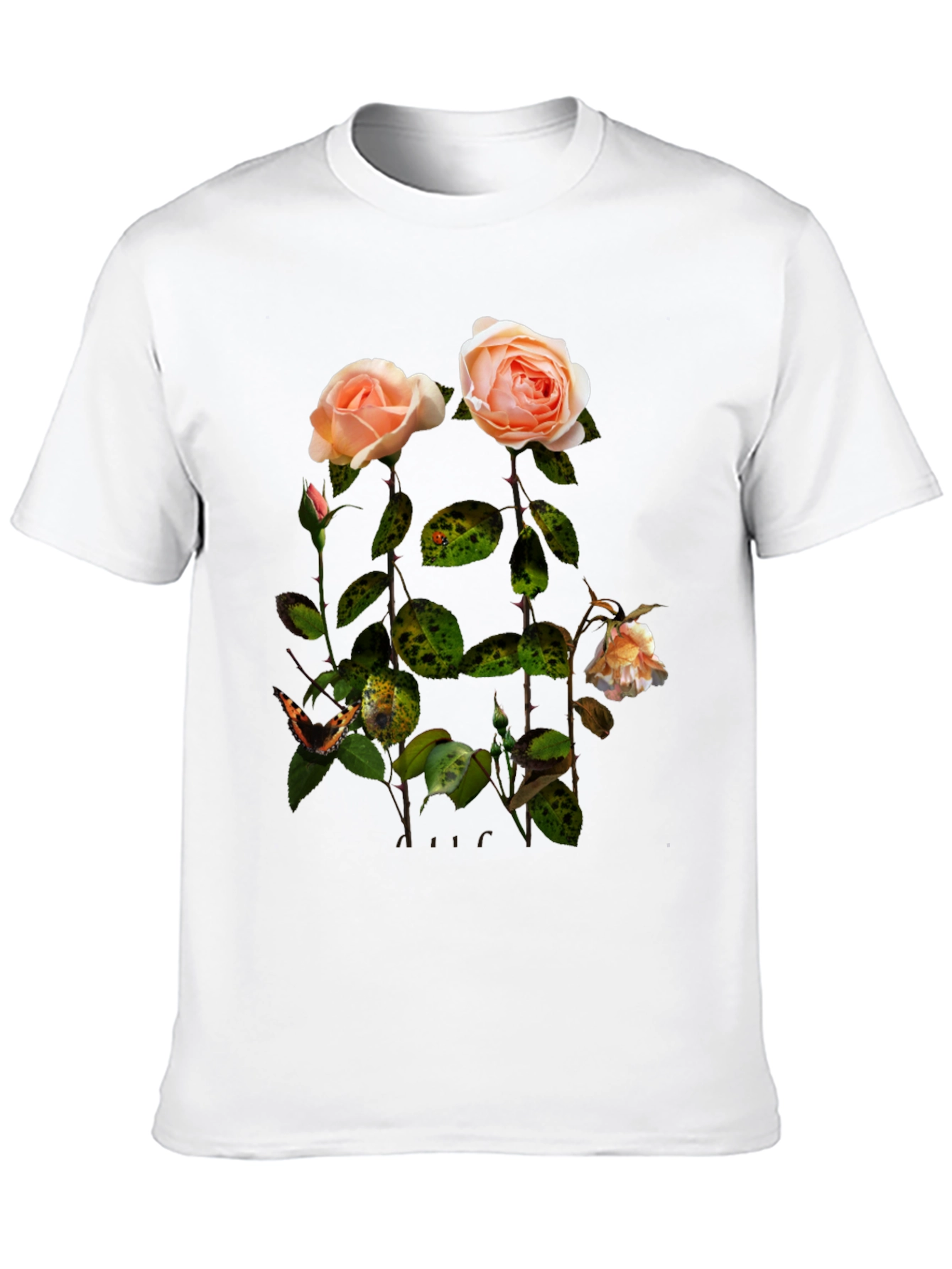 Floral Rose Graphic Tee - Stylish Black T-Shirt