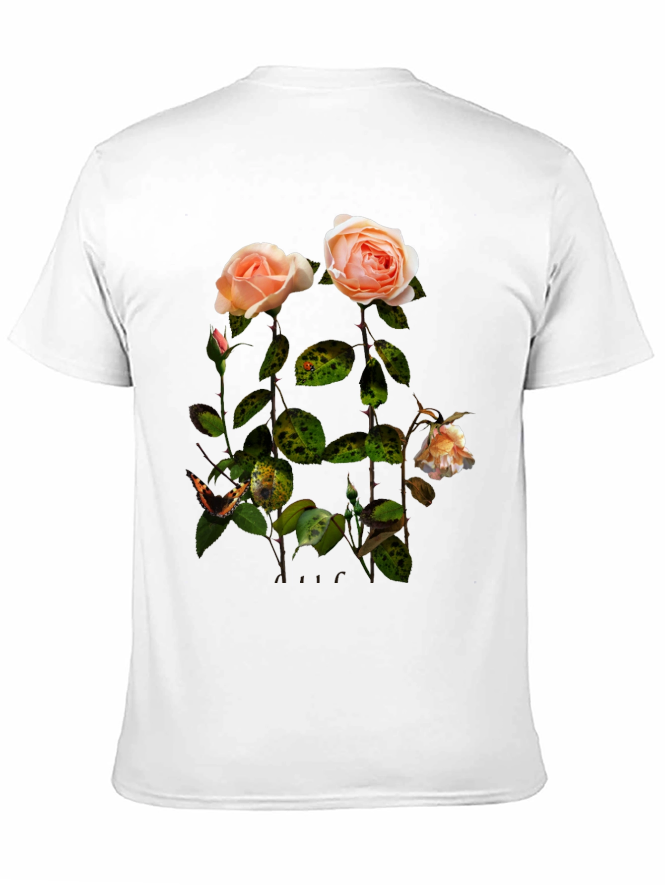 Floral Rose Graphic Tee - Stylish Black T-Shirt