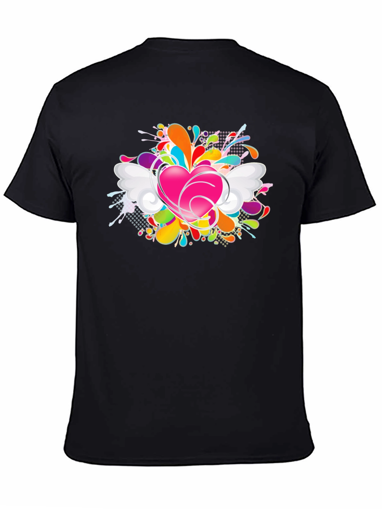 Heart Splash Graphic Tee - Black Cotton Comfort