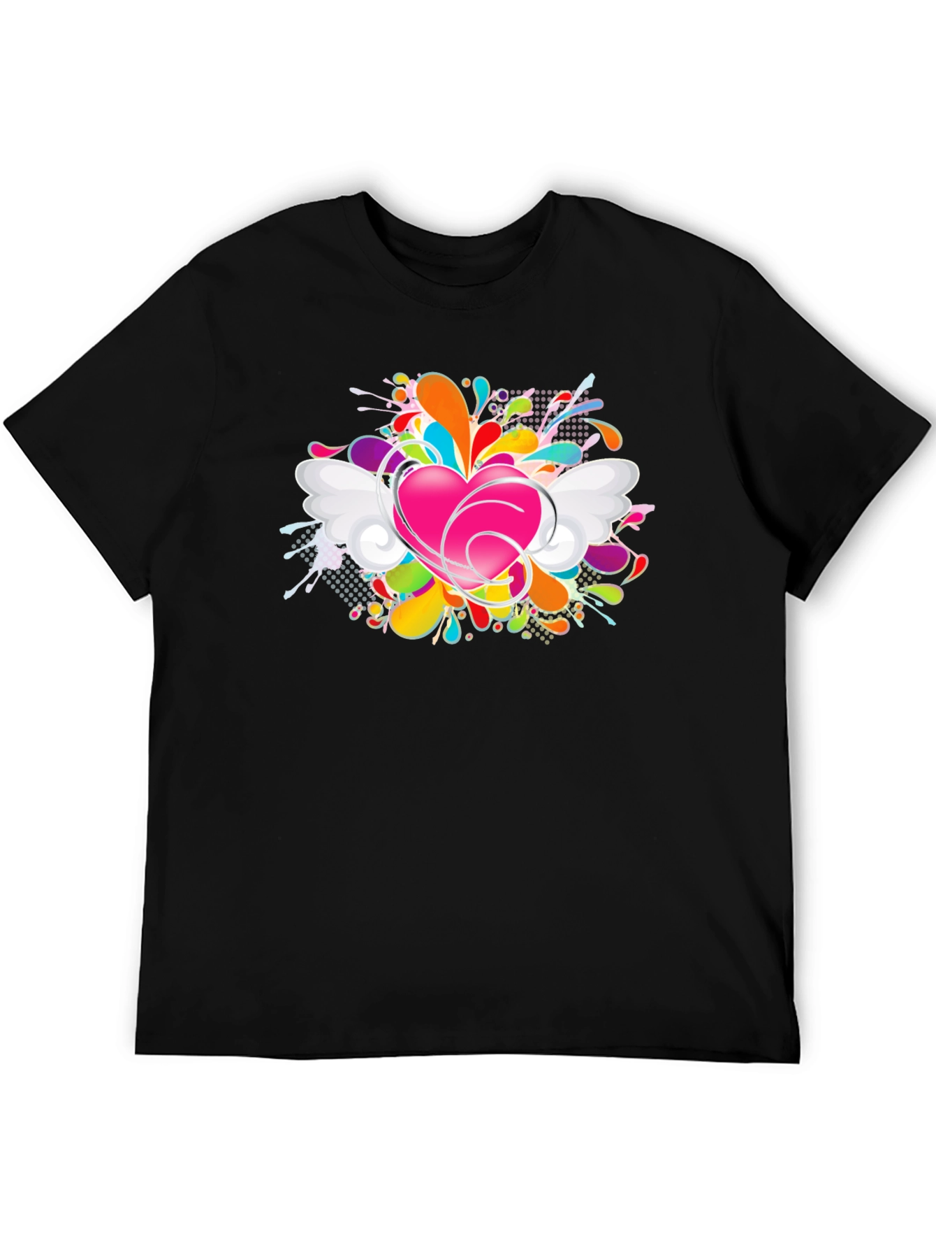 Heart Splash Graphic Tee - Black Cotton Comfort