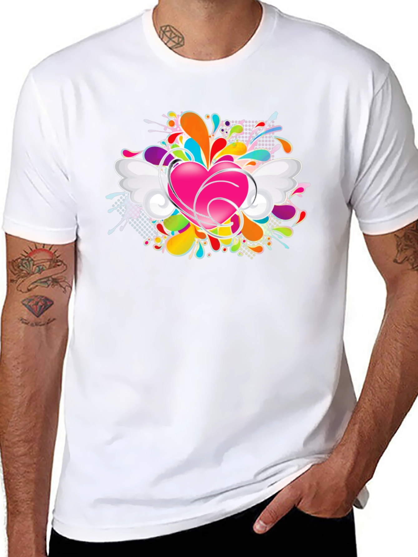Heart Splash Graphic Tee - Black Cotton Comfort