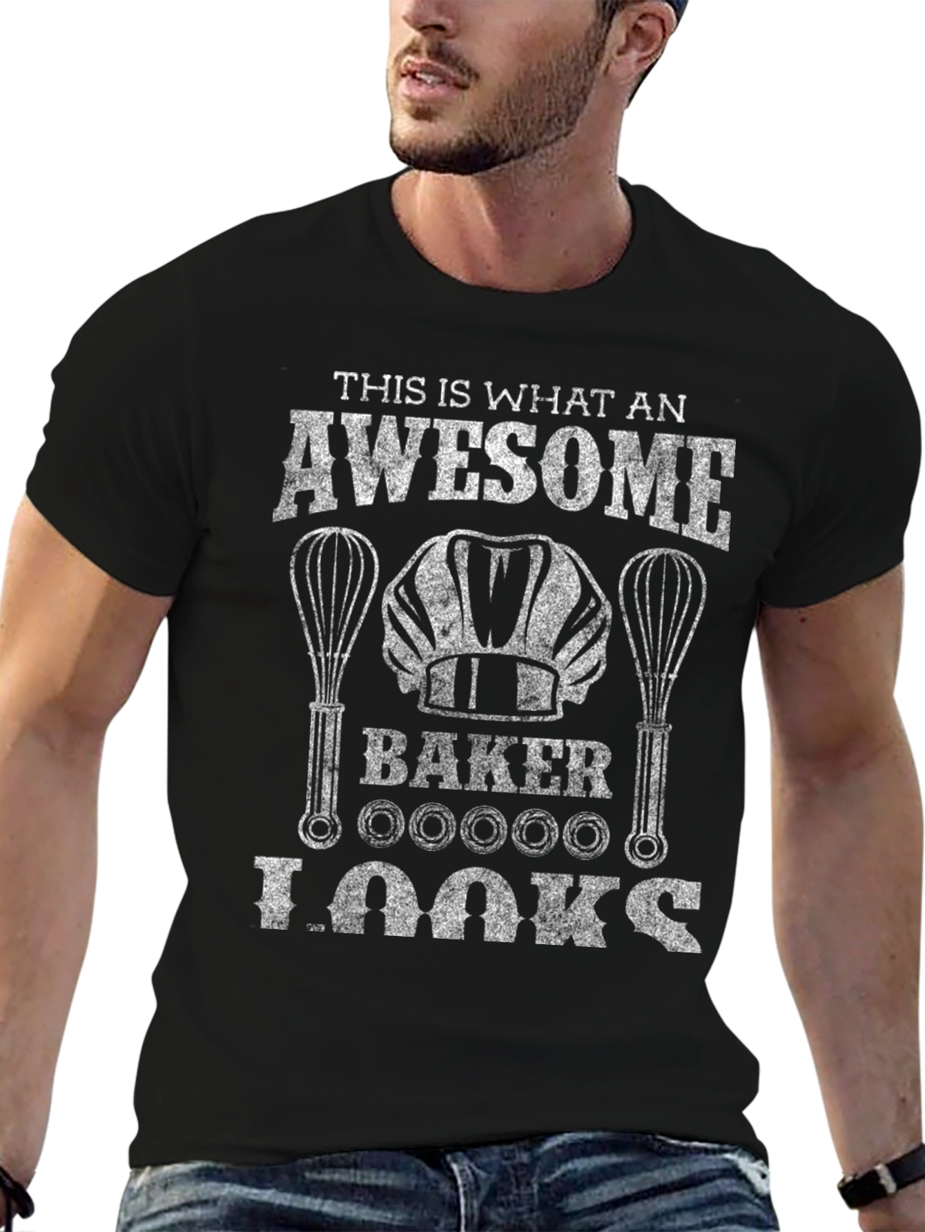 Awesome Baker T-Shirt: Chef Hat & Whisk Design