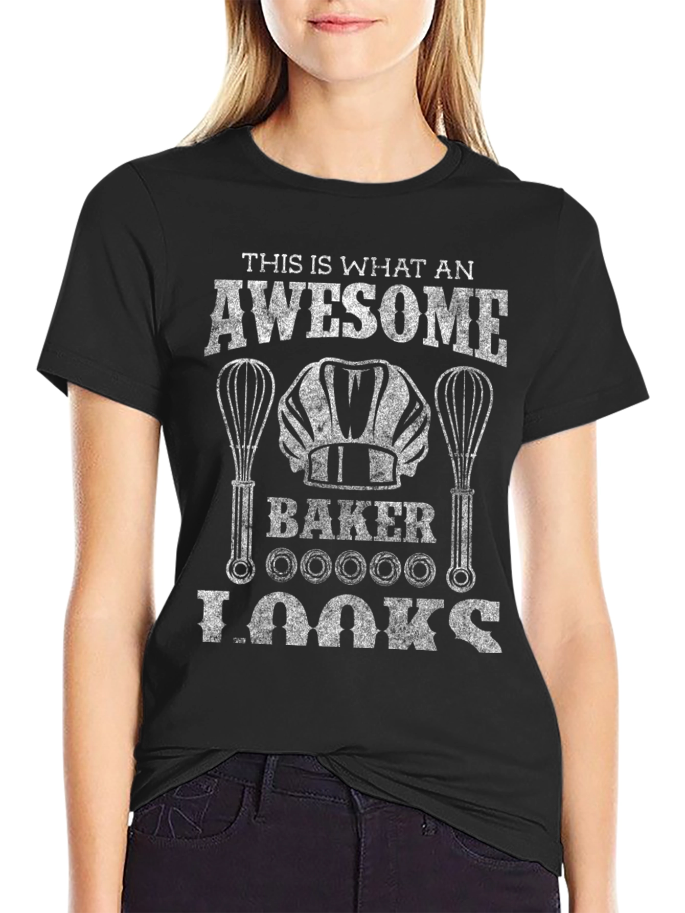 Awesome Baker T-Shirt: Chef Hat & Whisk Design