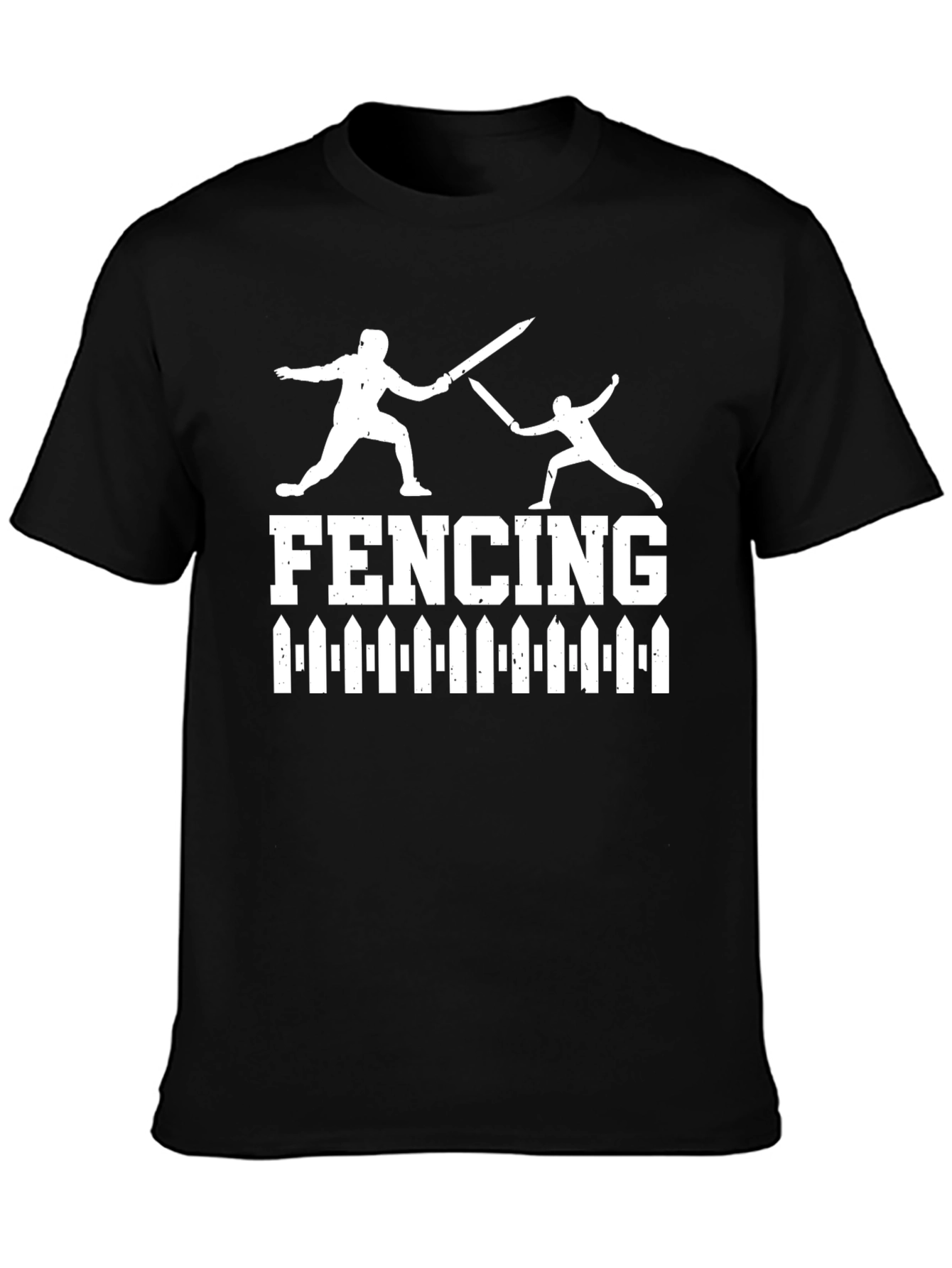 Fencing Graphic Tee - Black Cotton Fencing Design T-Shirt