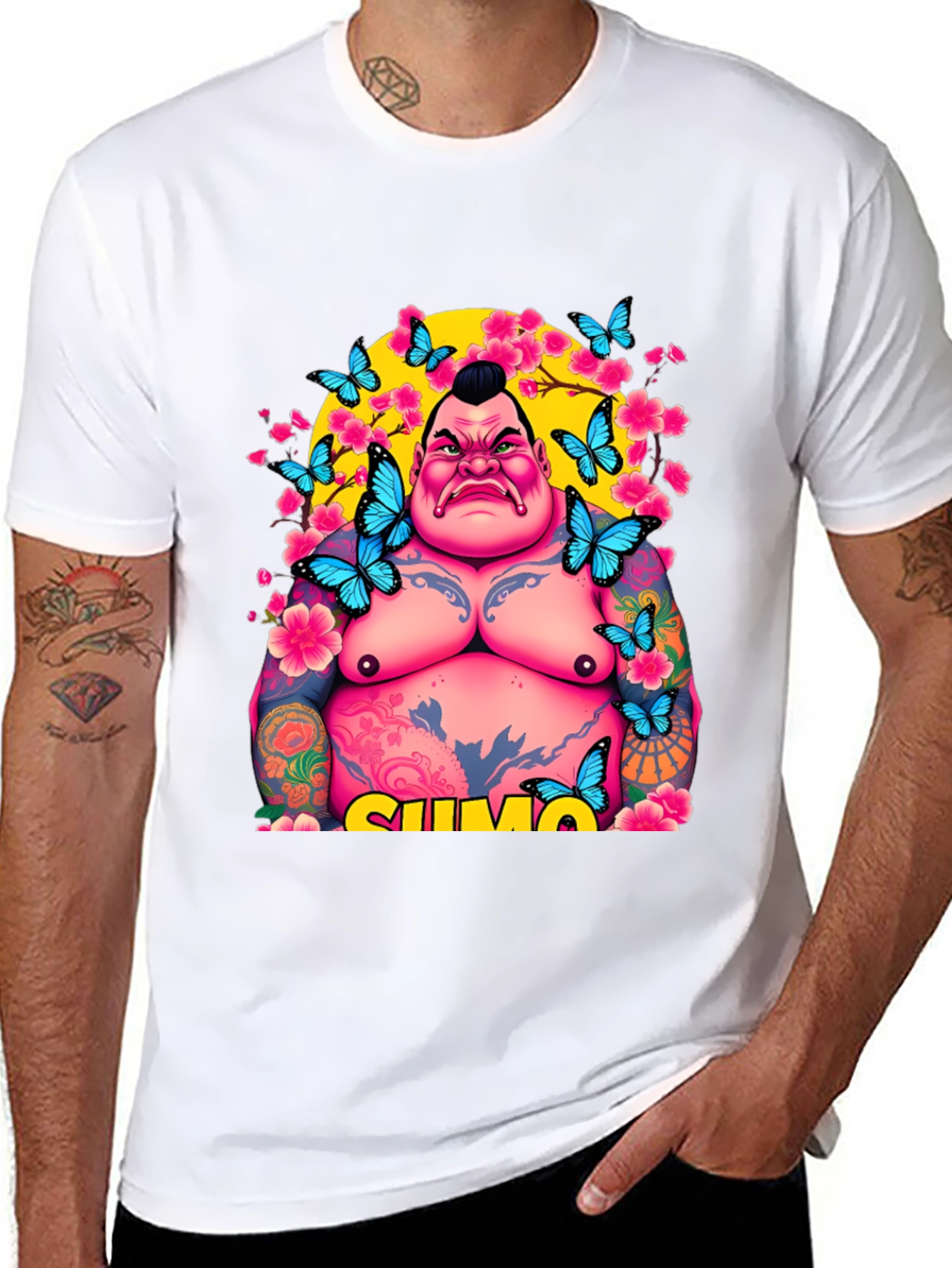 Sumo Wrestler Butterfly Graphic Tee