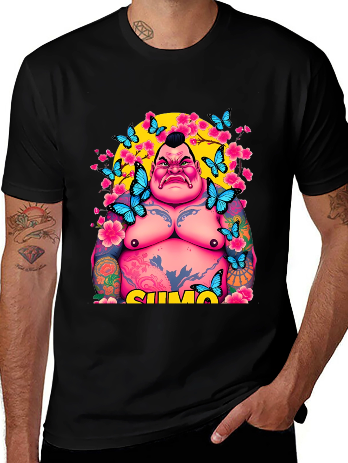 Sumo Wrestler Butterfly Graphic Tee