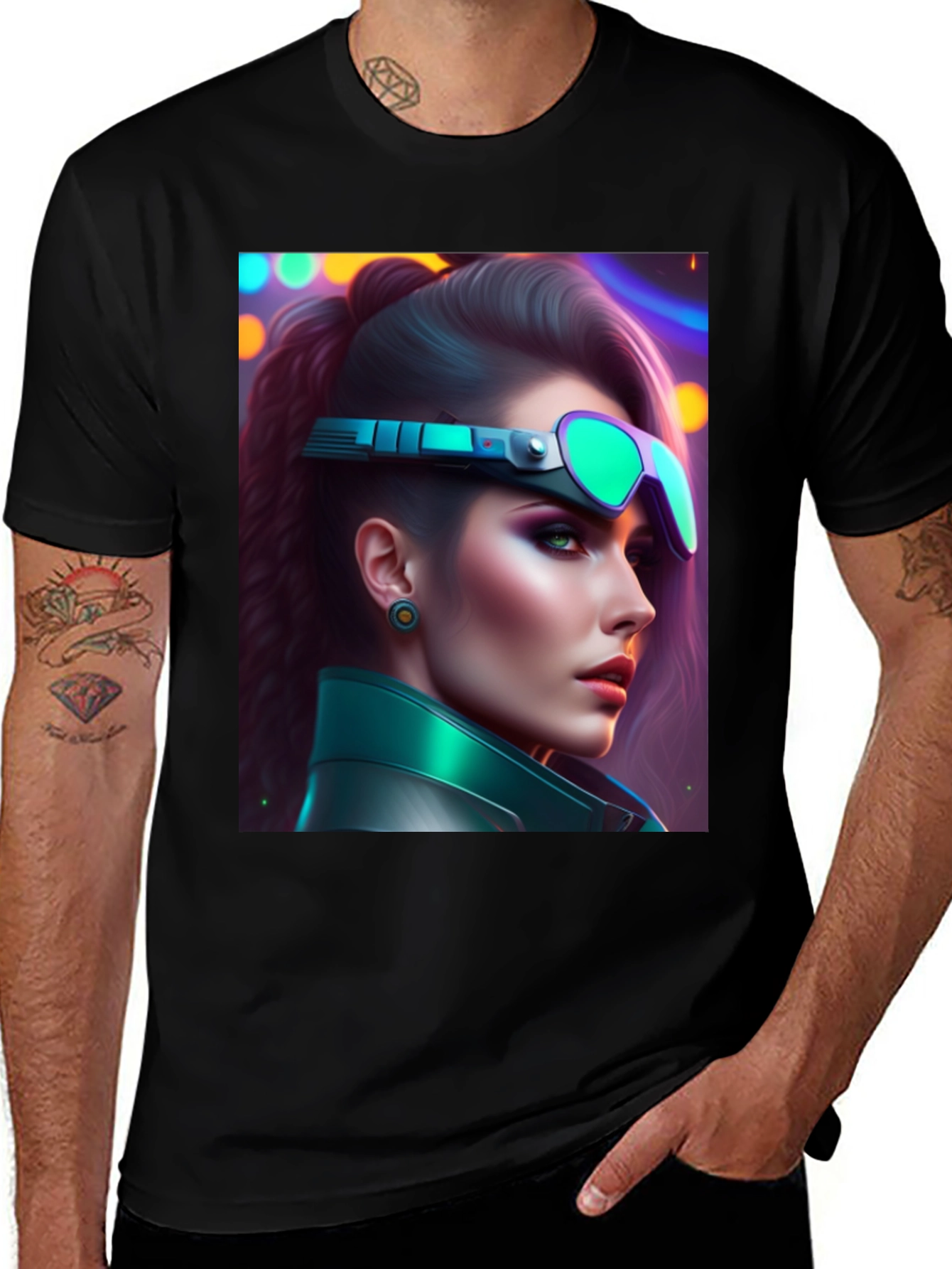 Cyberpunk Woman T-Shirt Futuristic Graphic Tee