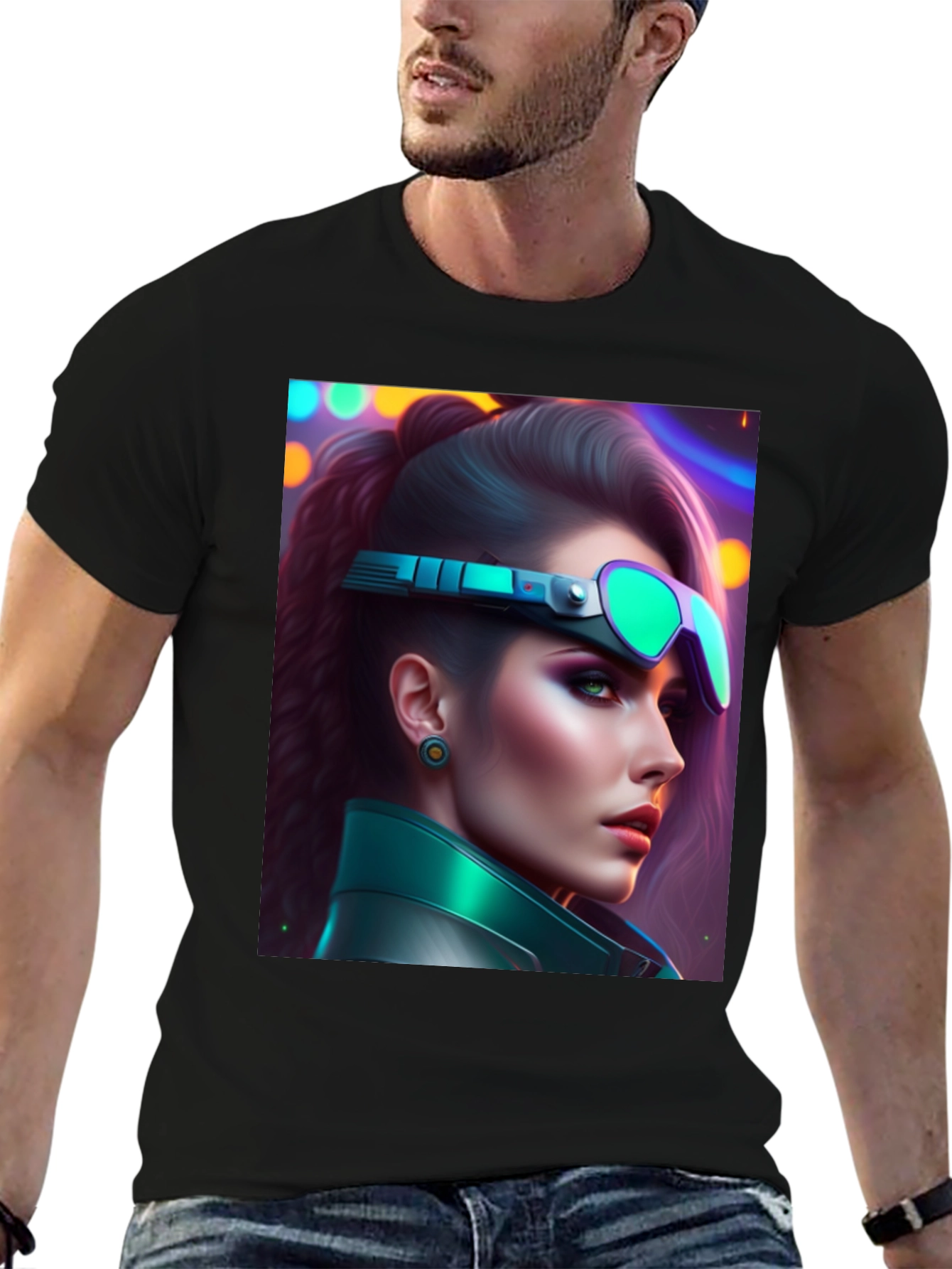 Cyberpunk Woman T-Shirt Futuristic Graphic Tee
