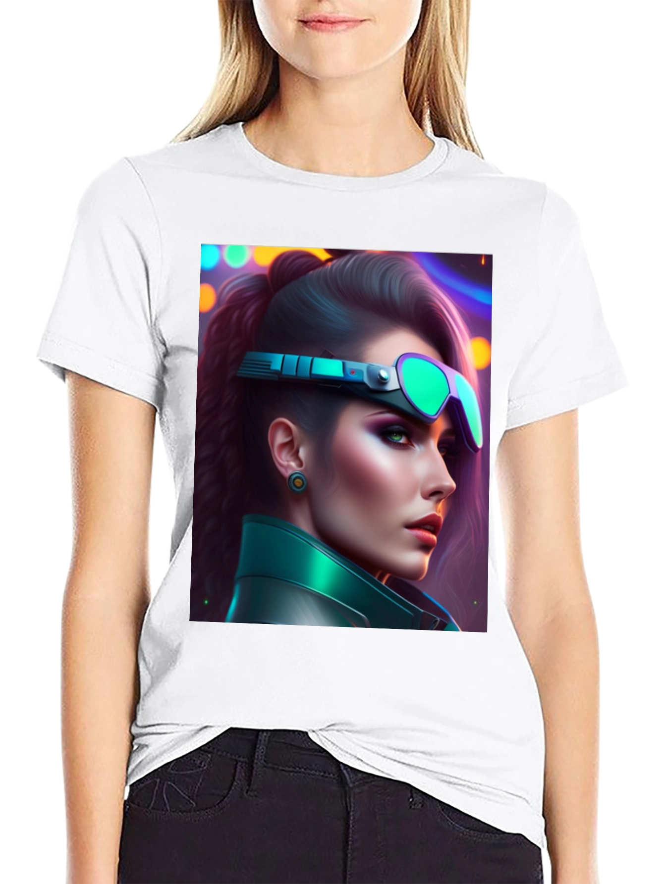 Cyberpunk Woman T-Shirt Futuristic Graphic Tee