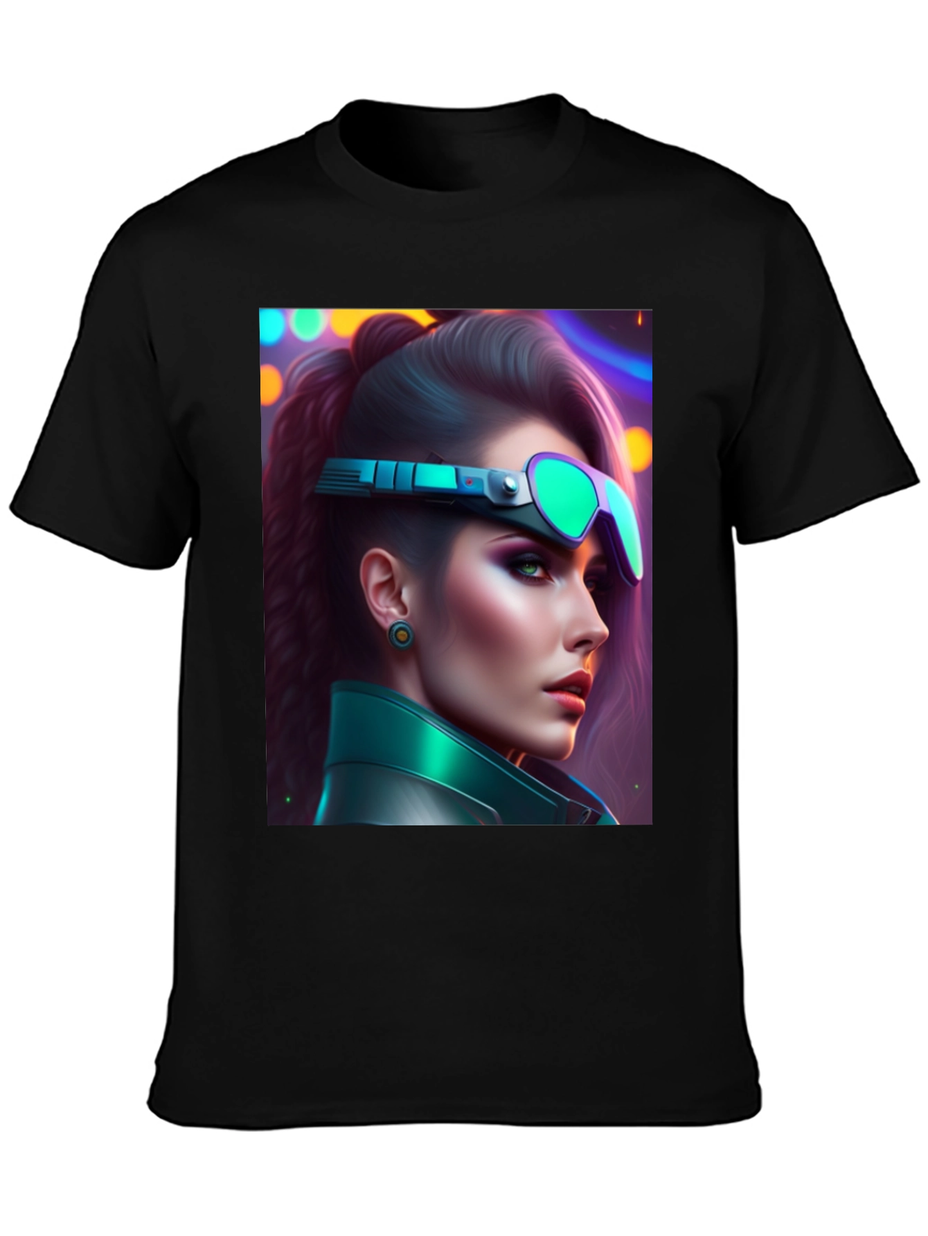 Cyberpunk Woman T-Shirt Futuristic Graphic Tee