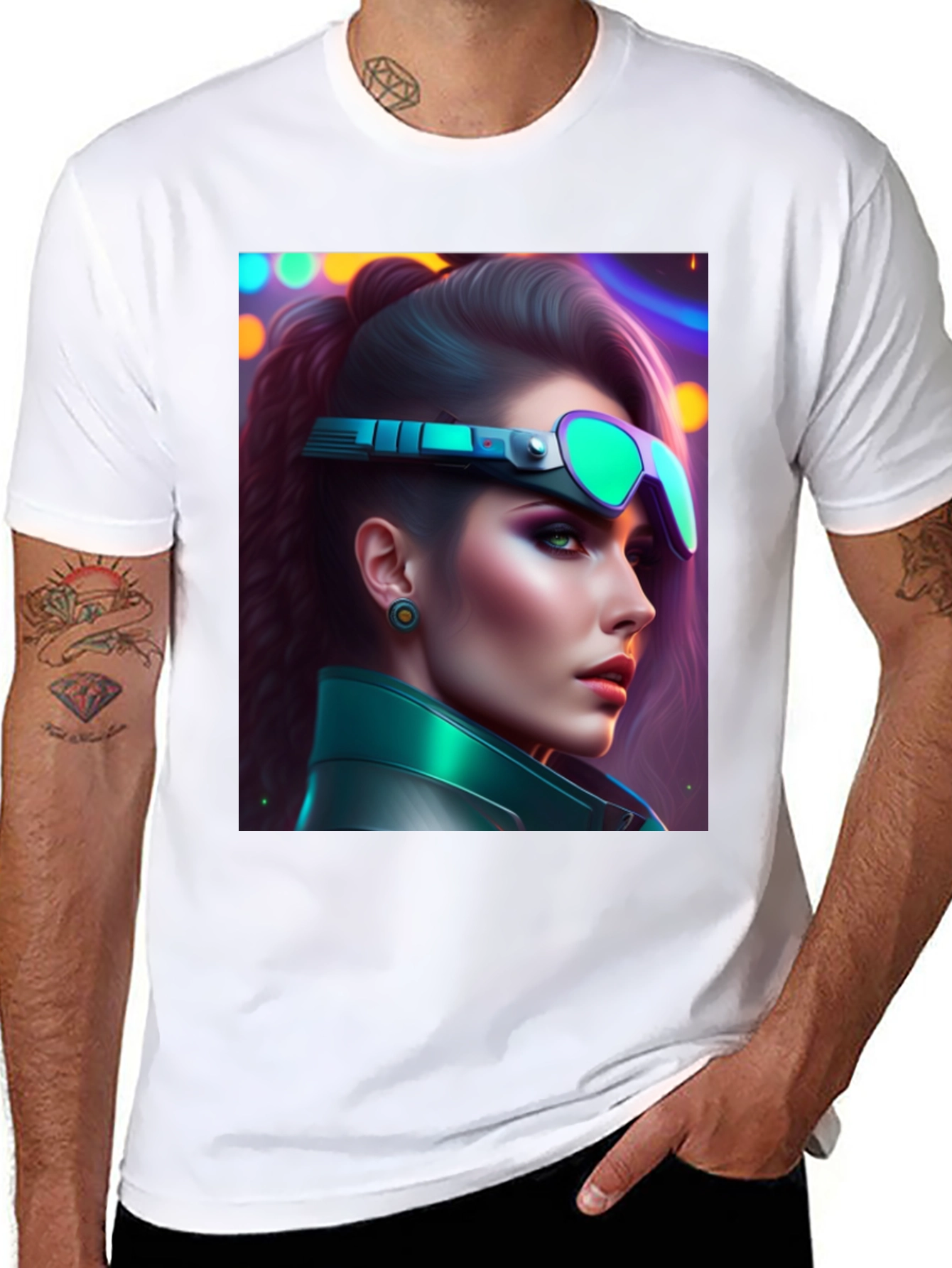 Cyberpunk Woman T-Shirt Futuristic Graphic Tee