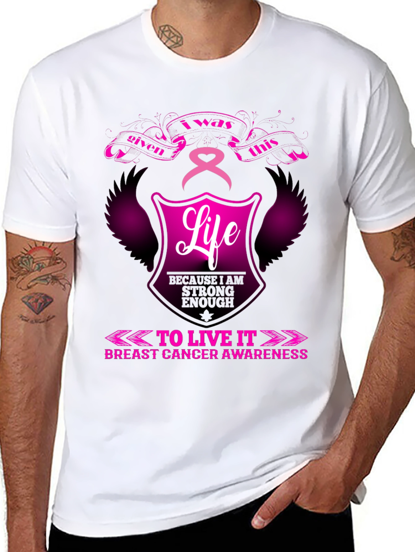 Breast Cancer Awareness T-Shirt - Life Given Strong Enough