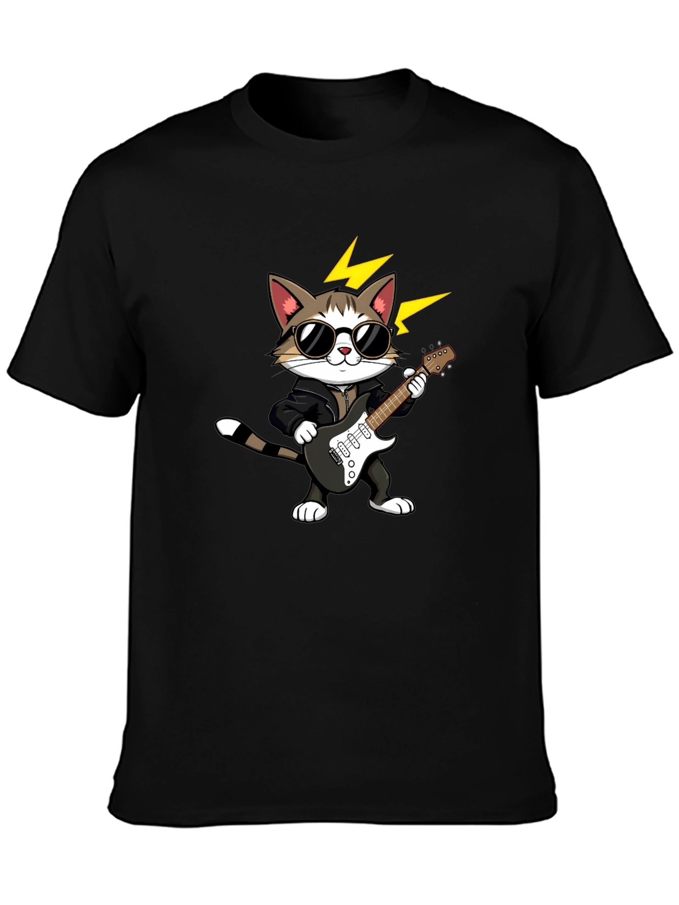Cat Guitarist Graphic Tee - Rock On!