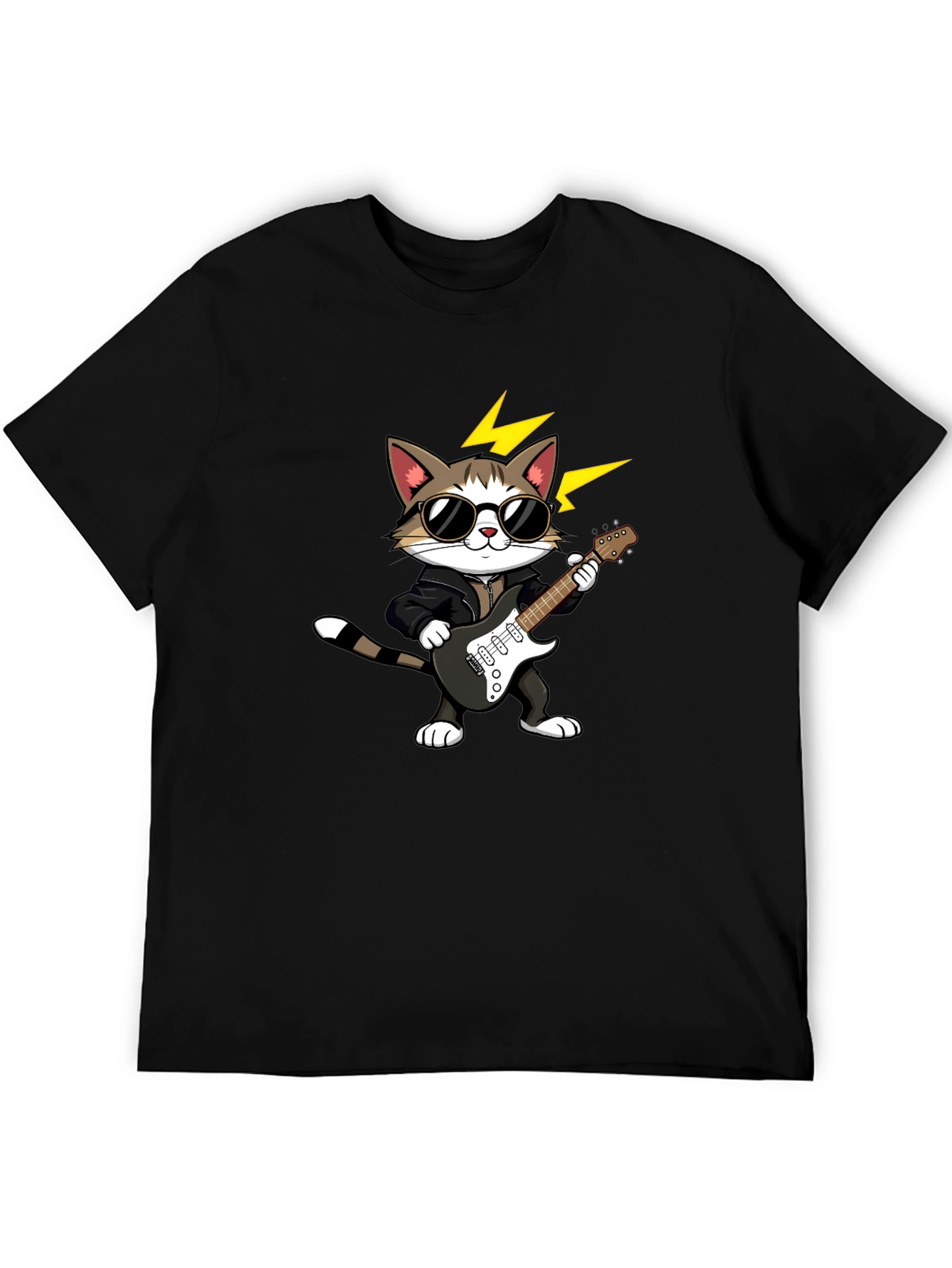 Cat Guitarist Graphic Tee - Rock On!