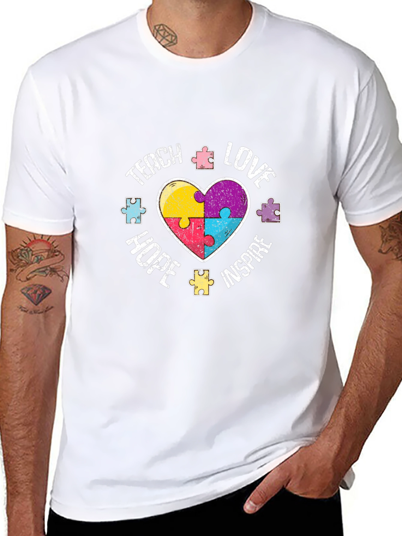 Teach Love Hope Inspire Autism Awareness T-Shirt