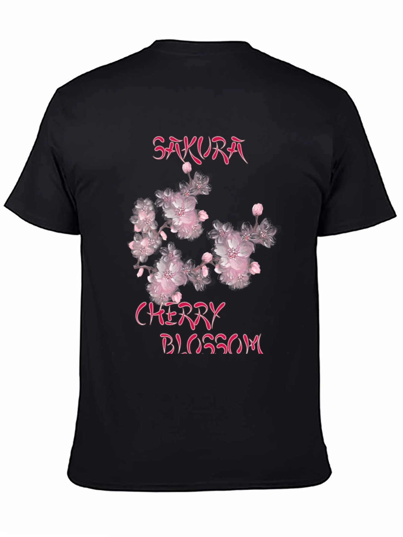 Sakura Cherry Blossom Graphic Tee - Black Cotton