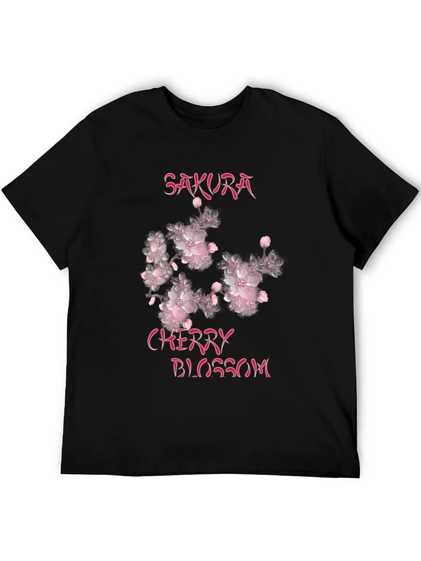 Sakura Cherry Blossom Graphic Tee - Black Cotton