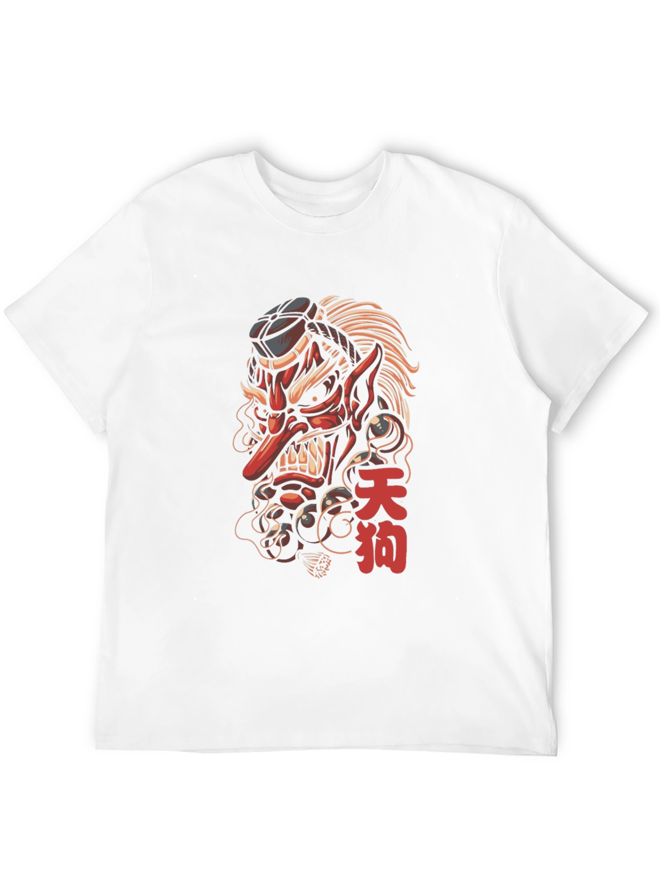 Tengu Mask Graphic Tee - Japanese Folklore Design