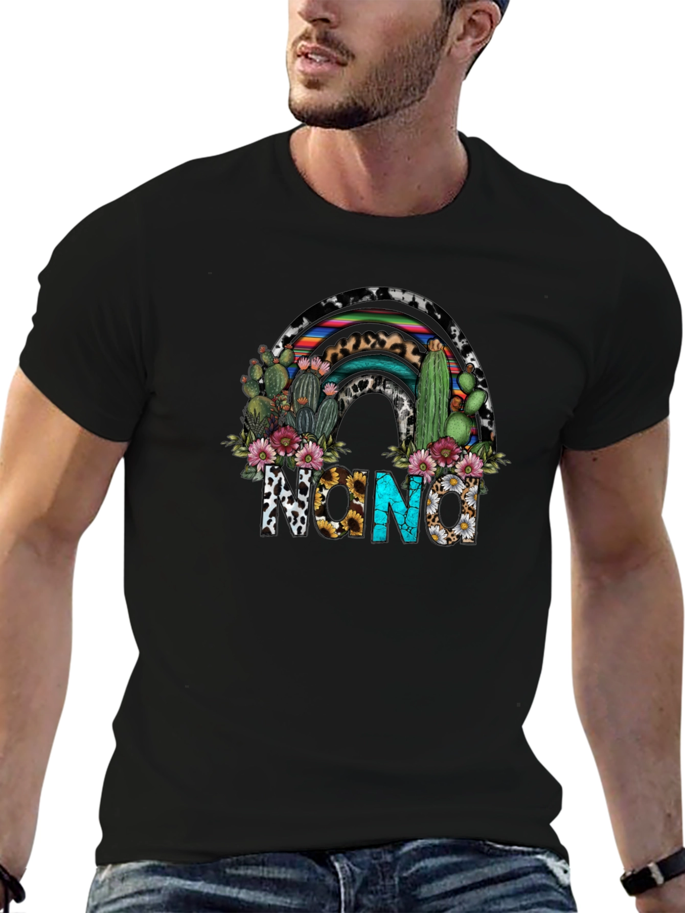 Nana Western Cactus Rainbow T-Shirt