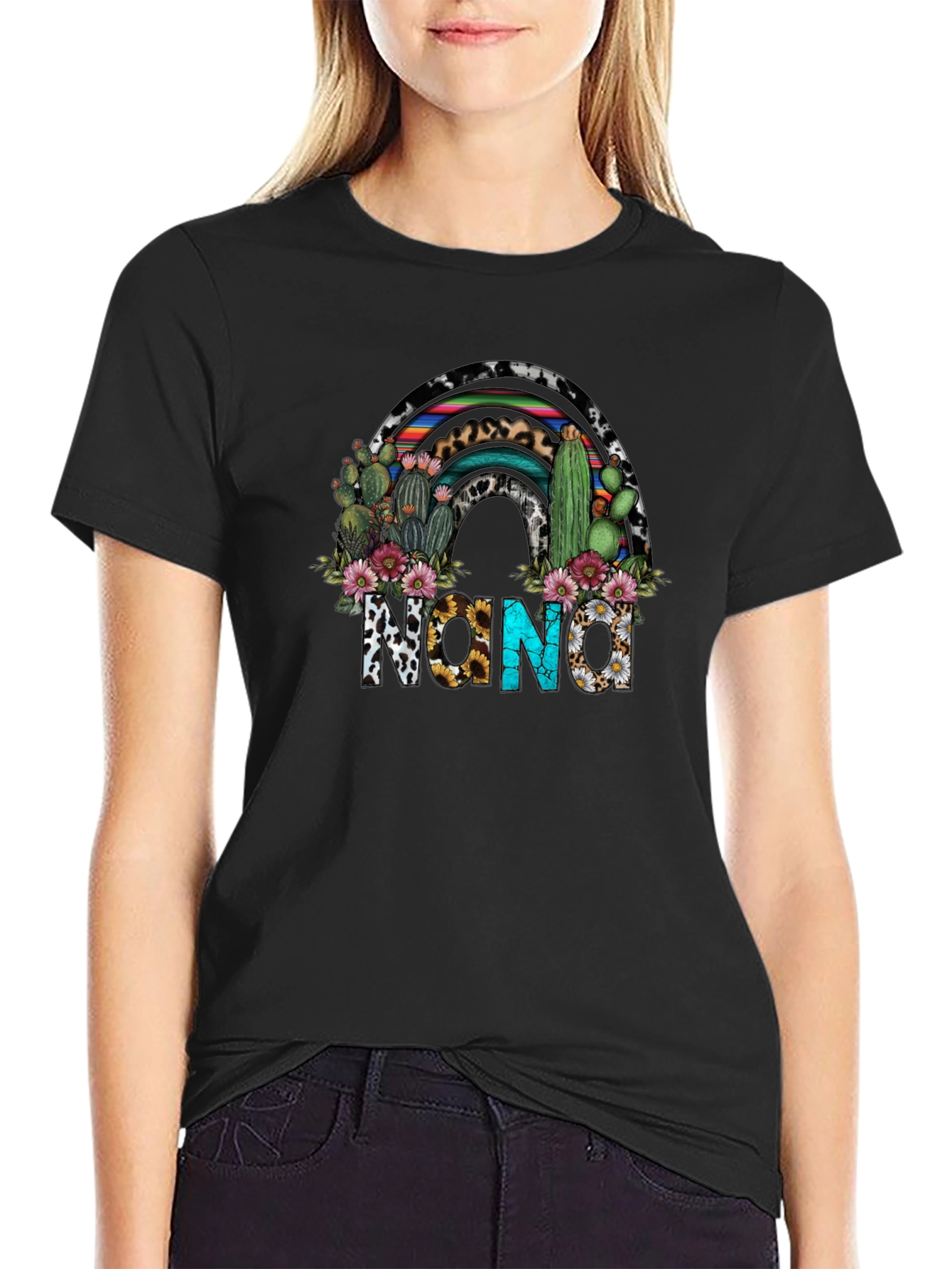 Nana Western Cactus Rainbow T-Shirt