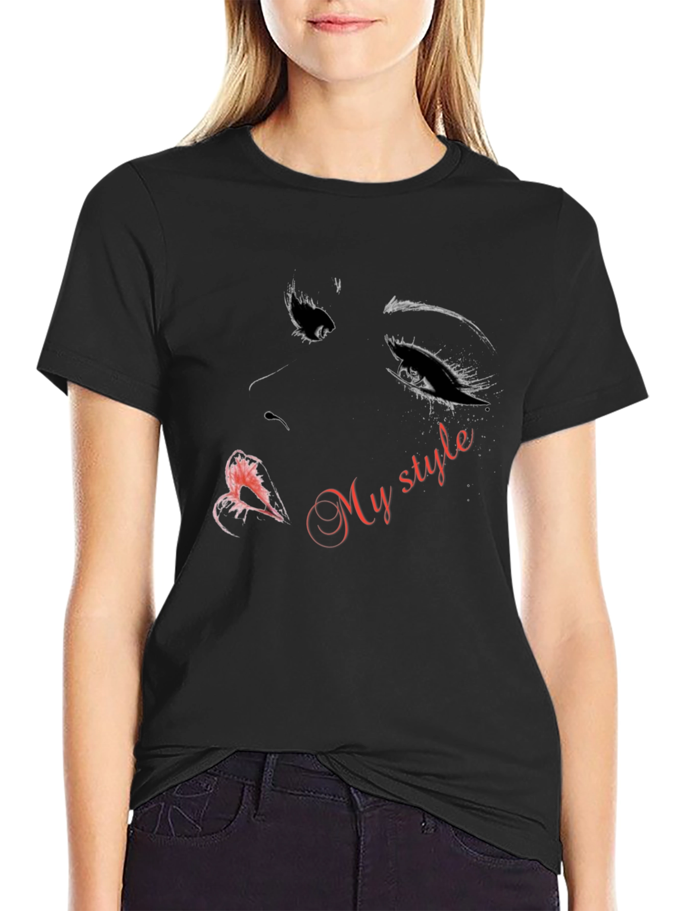 Stylish My Style Graphic Print Black T-Shirt