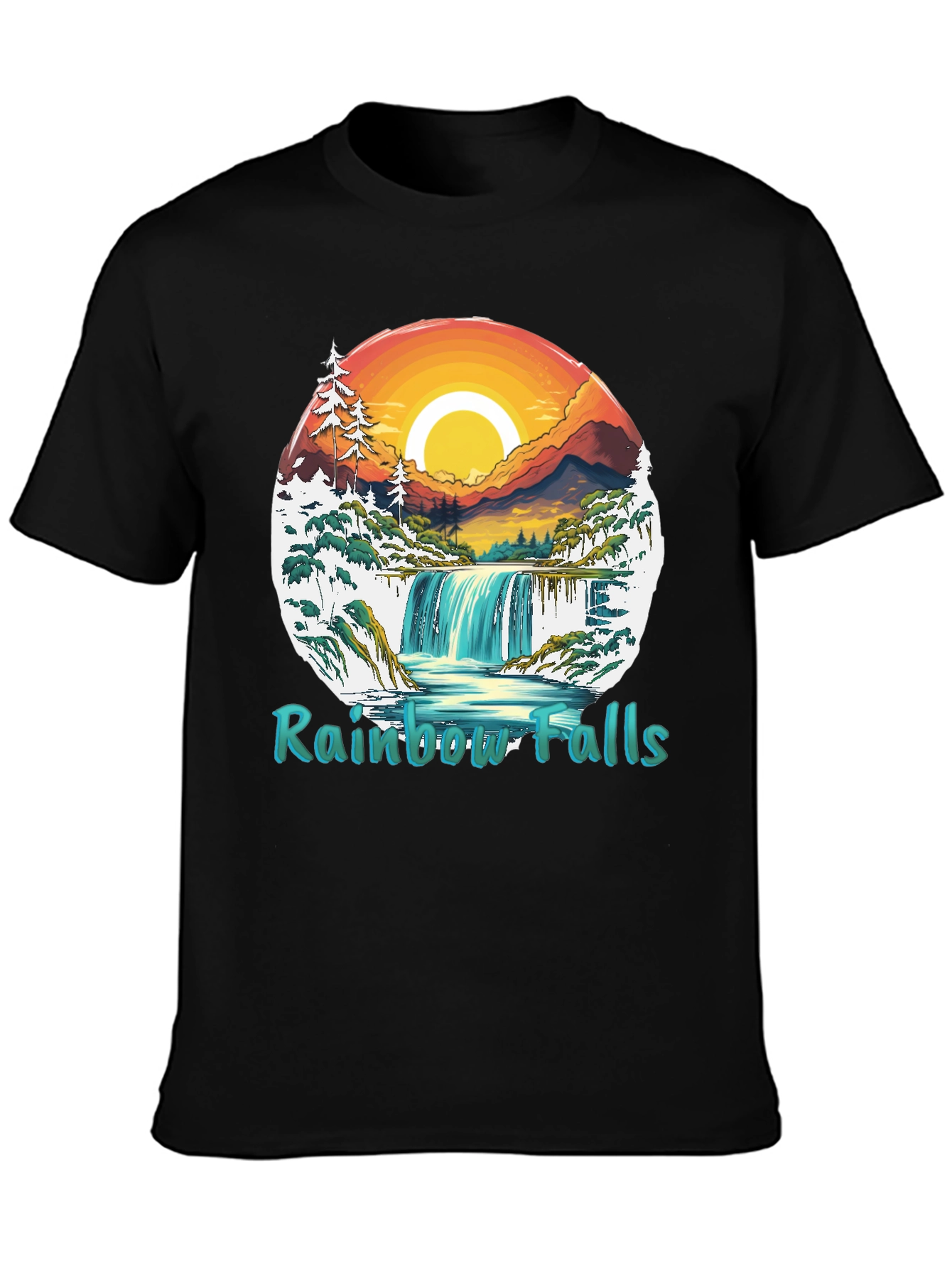 Rainbow Falls Graphic T-Shirt - Nature Landscape Tee