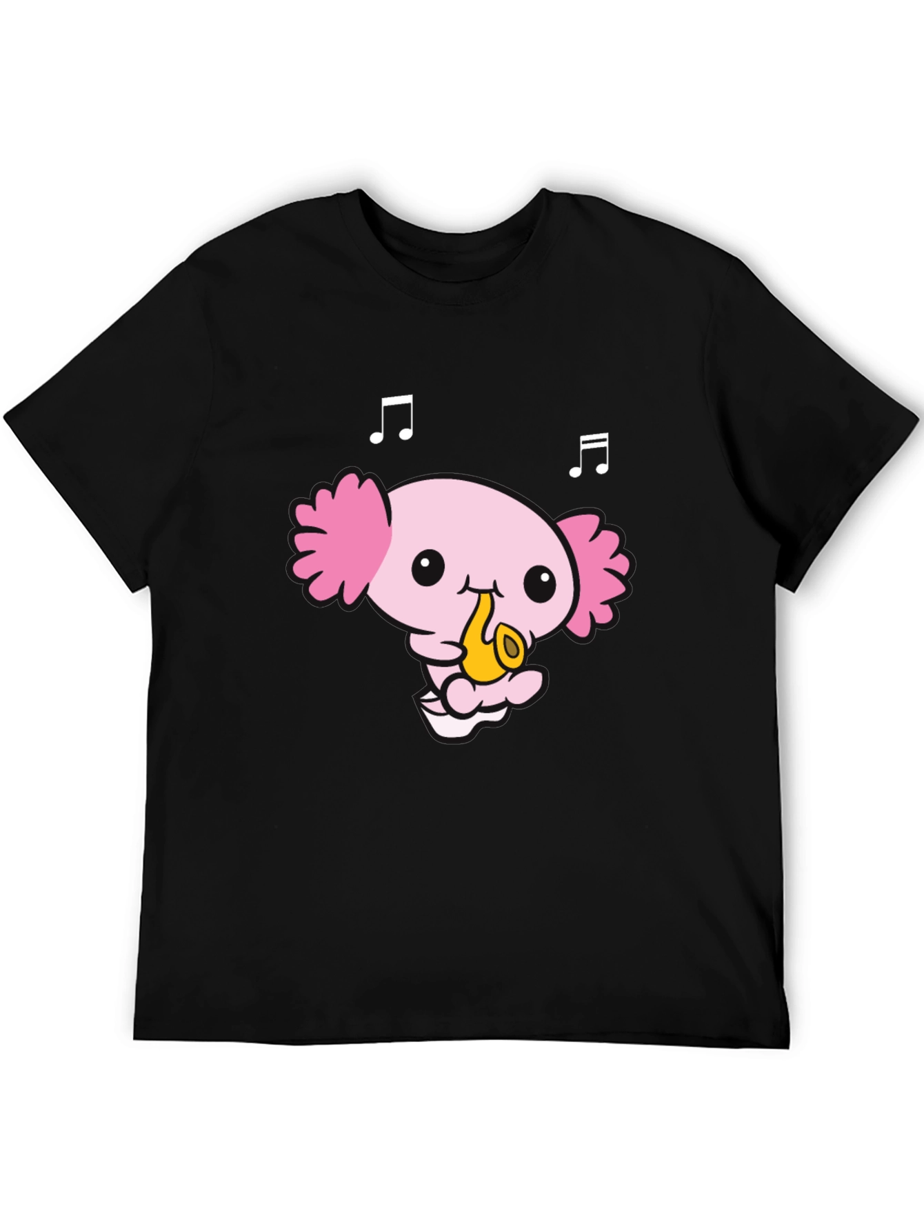 Axolotl Saxophone Player Black T-Shirt