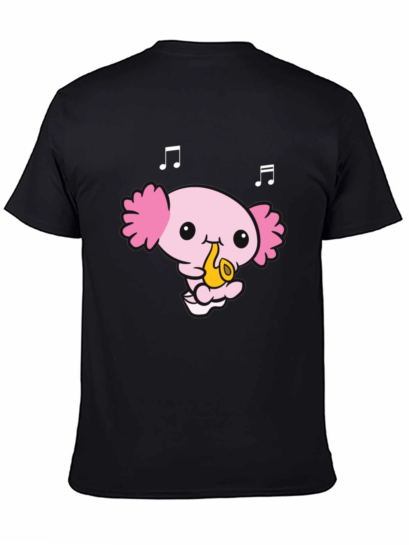 Axolotl Saxophone Player Black T-Shirt