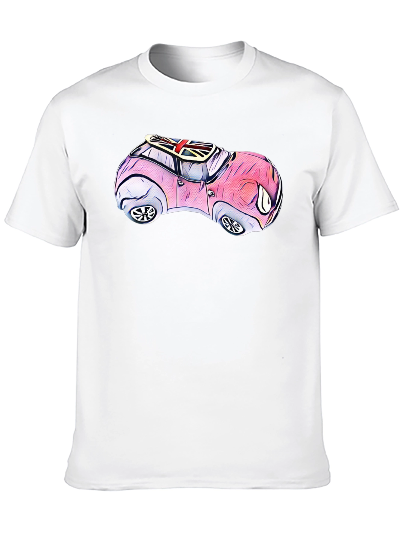 Cartoon Car T-Shirt - British Flag Design