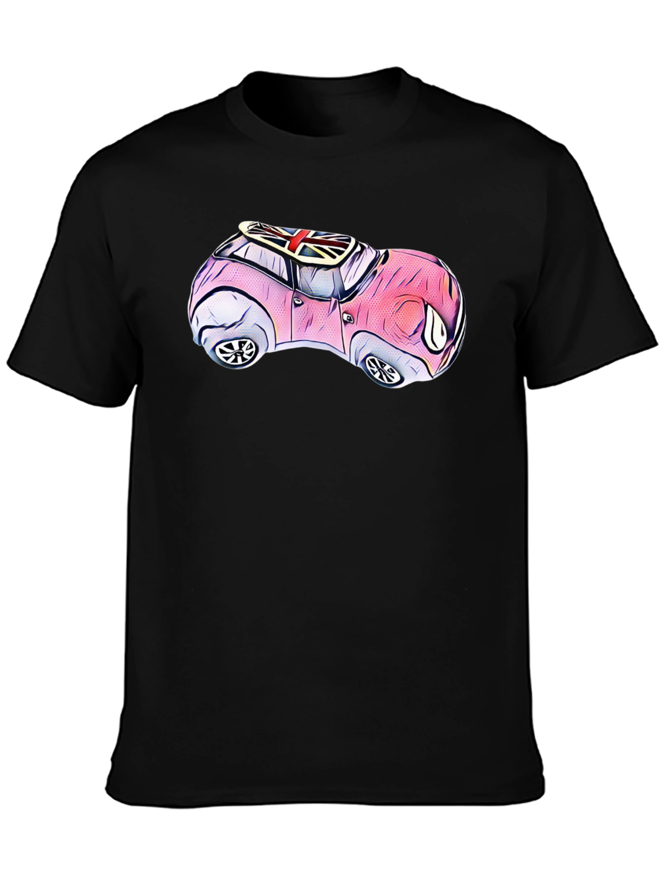 Cartoon Car T-Shirt - British Flag Design