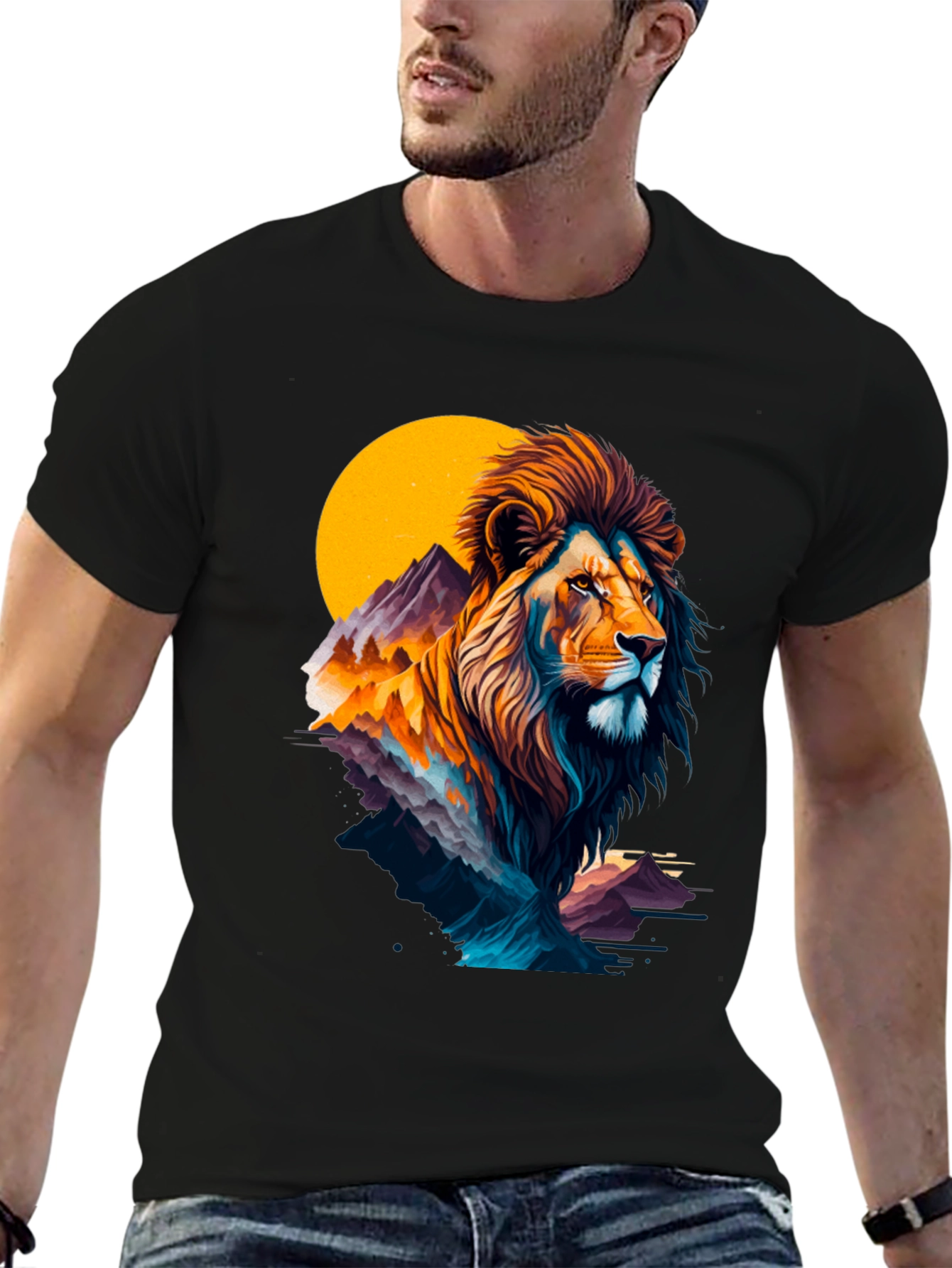 Lion Mountain Graphic Tee - Nature Inspired Design