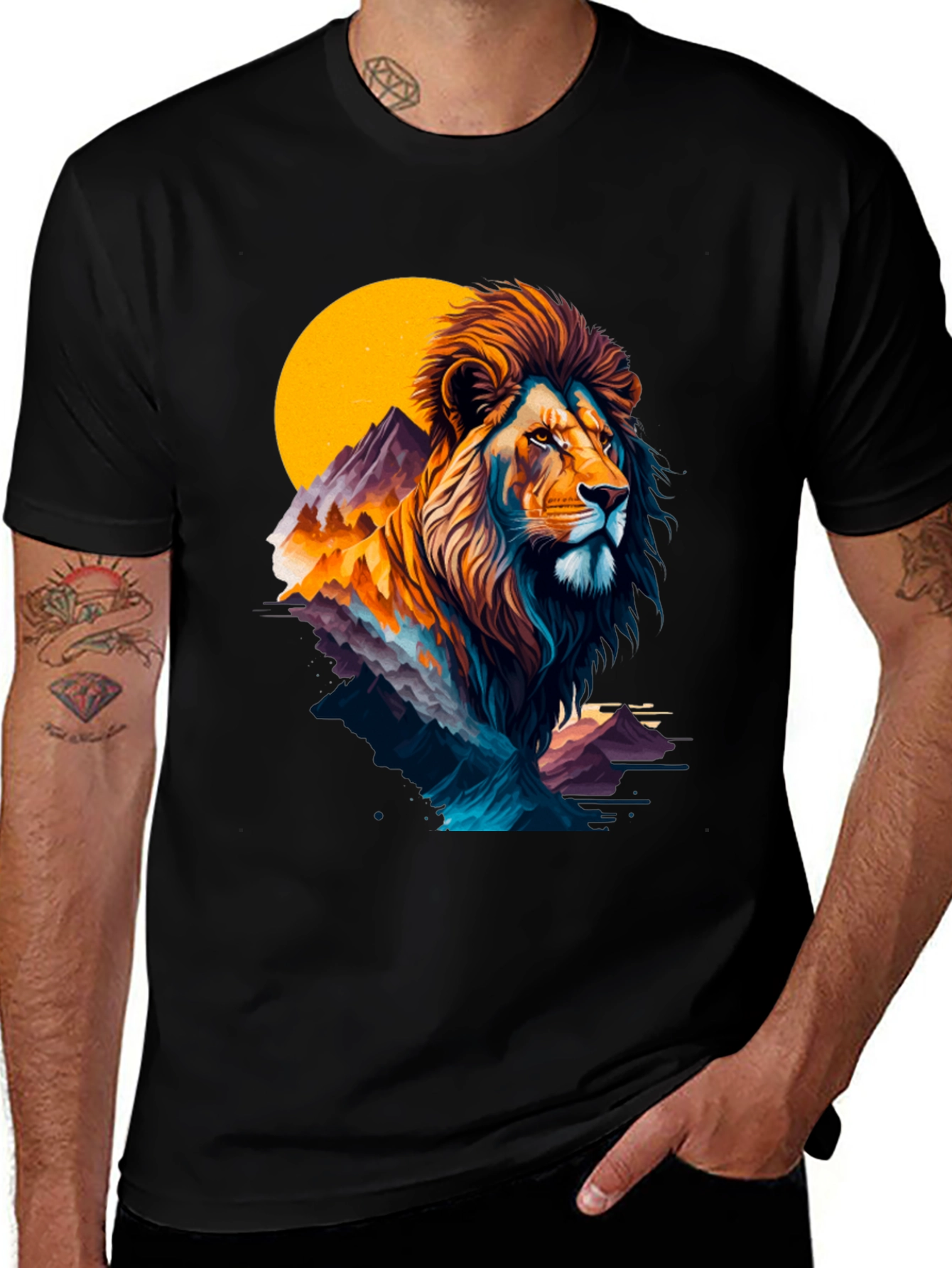 Lion Mountain Graphic Tee - Nature Inspired Design