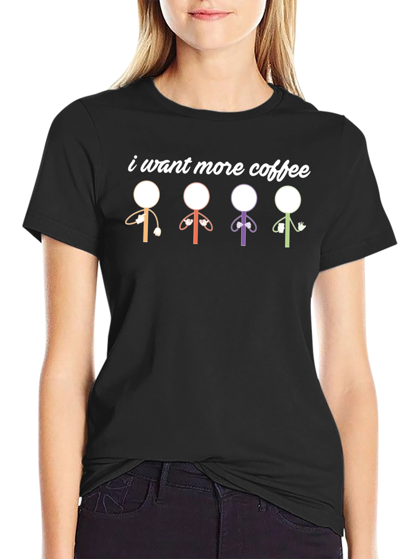 I Want More Coffee T-Shirt Funny Stick Figures