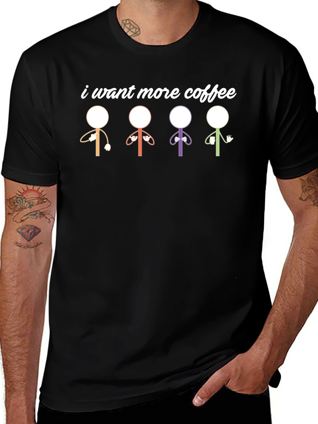 I Want More Coffee T-Shirt Funny Stick Figures