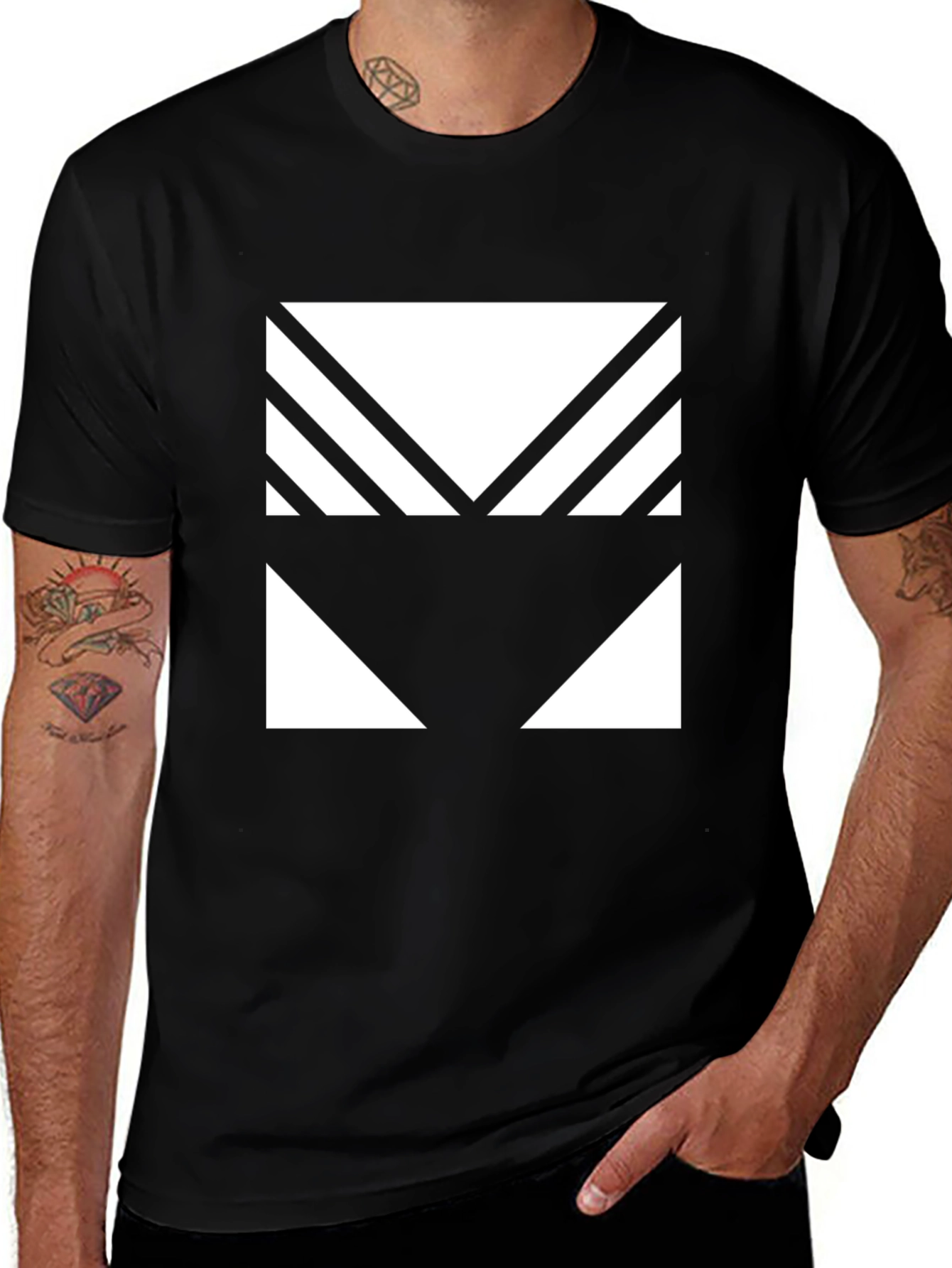 Geometric Graphic Tee - Modern Black T-Shirt