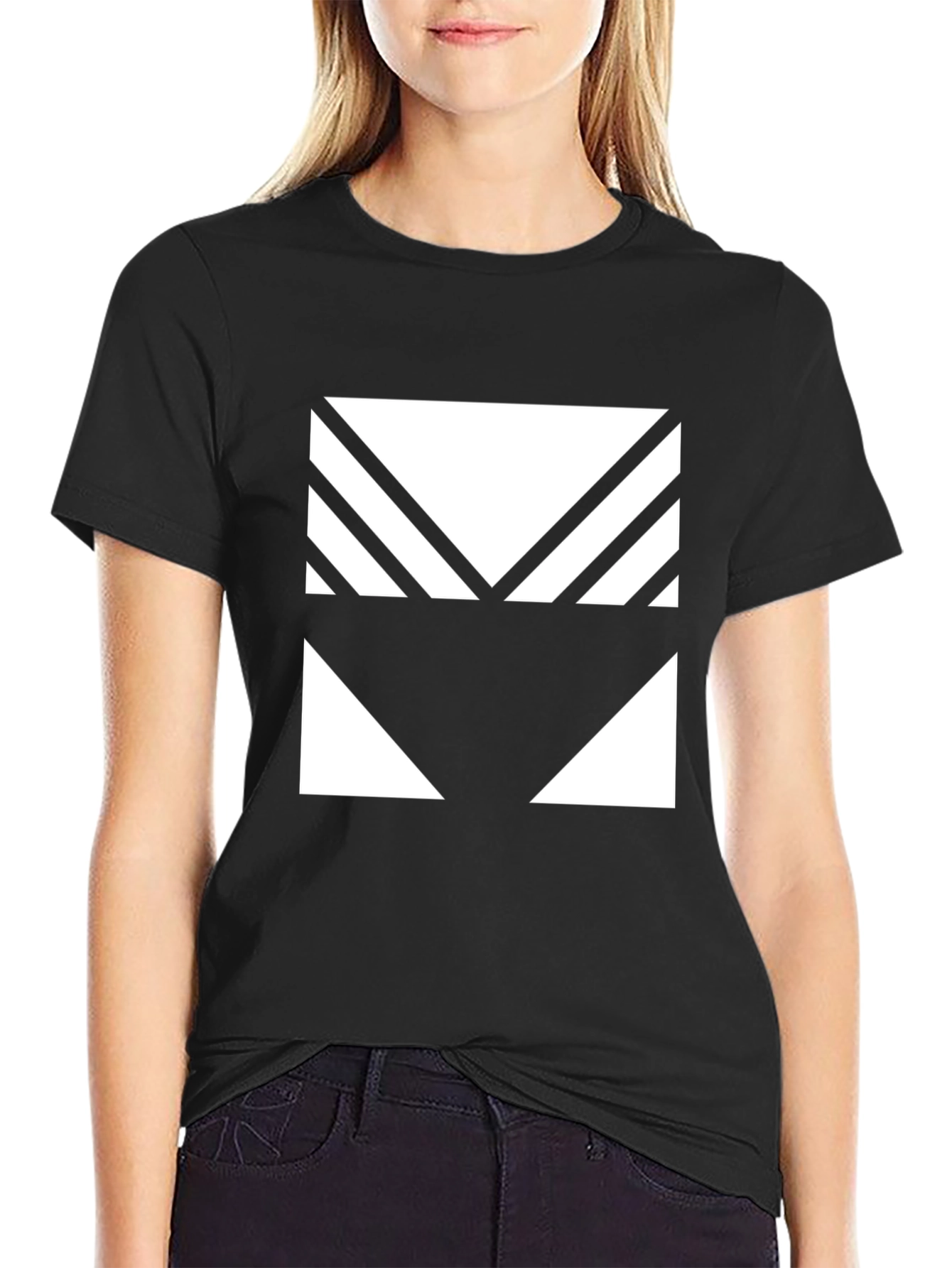 Geometric Graphic Tee - Modern Black T-Shirt