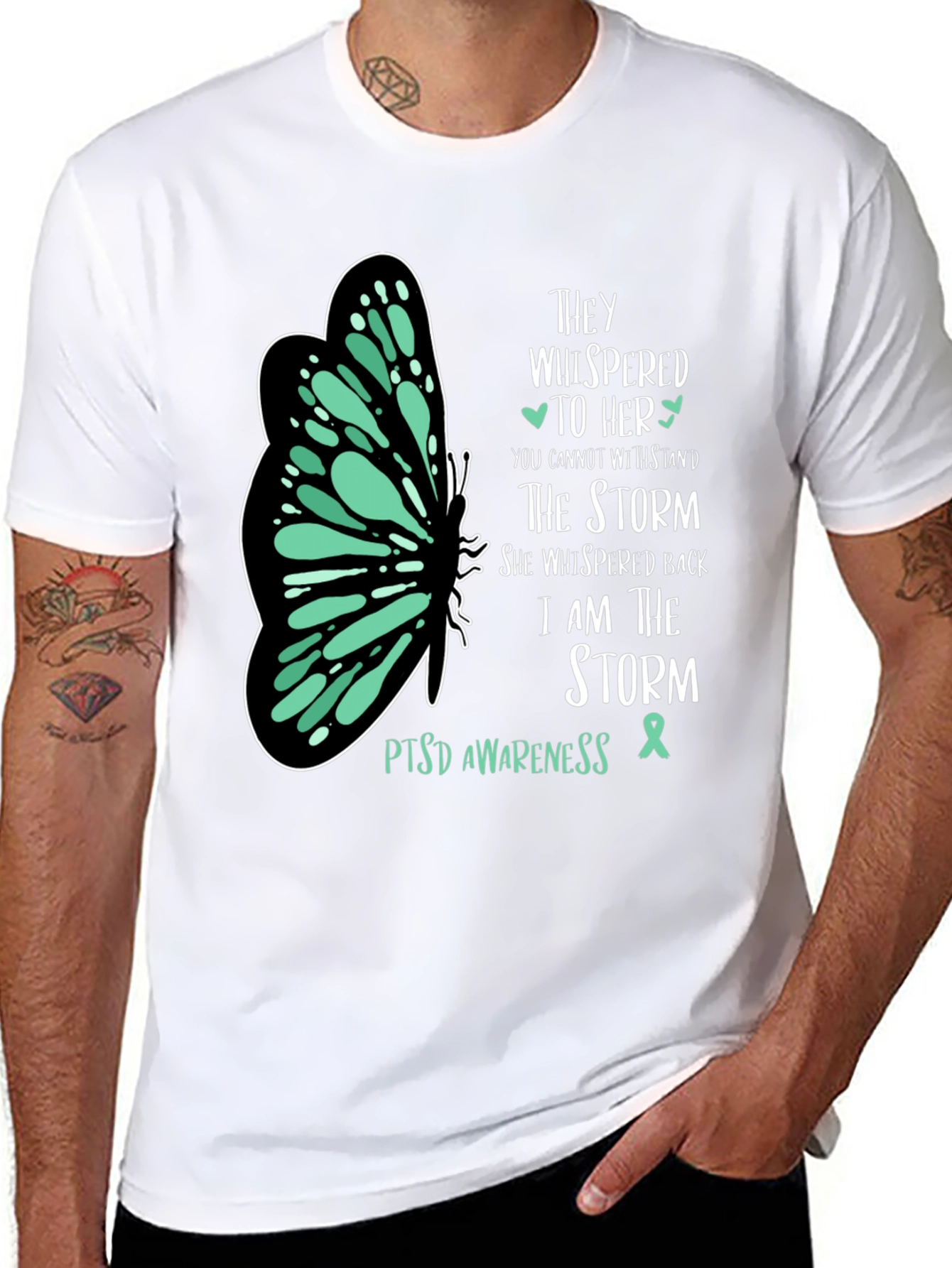 PTSD Awareness T-Shirt Butterfly Design