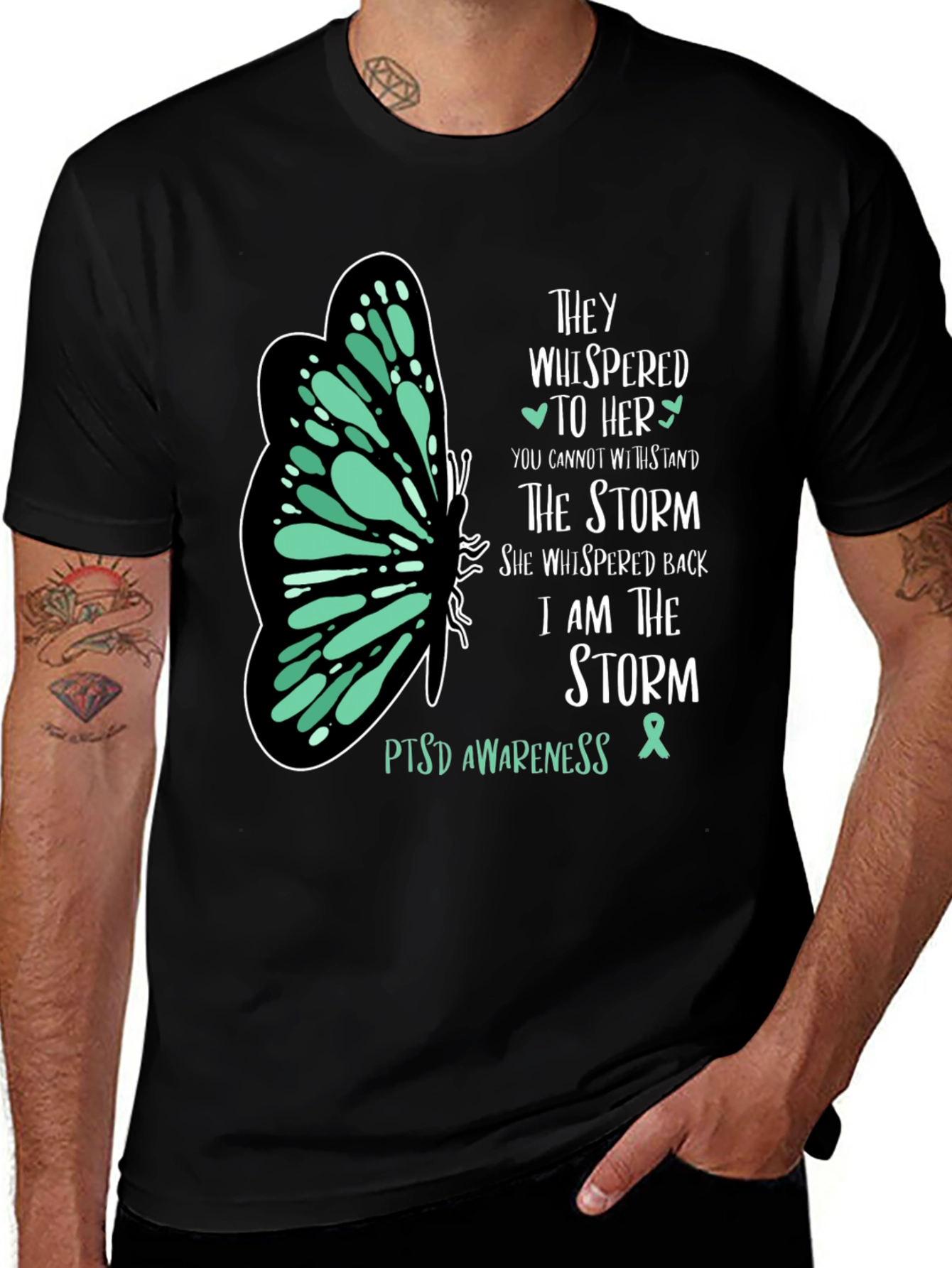 PTSD Awareness T-Shirt Butterfly Design
