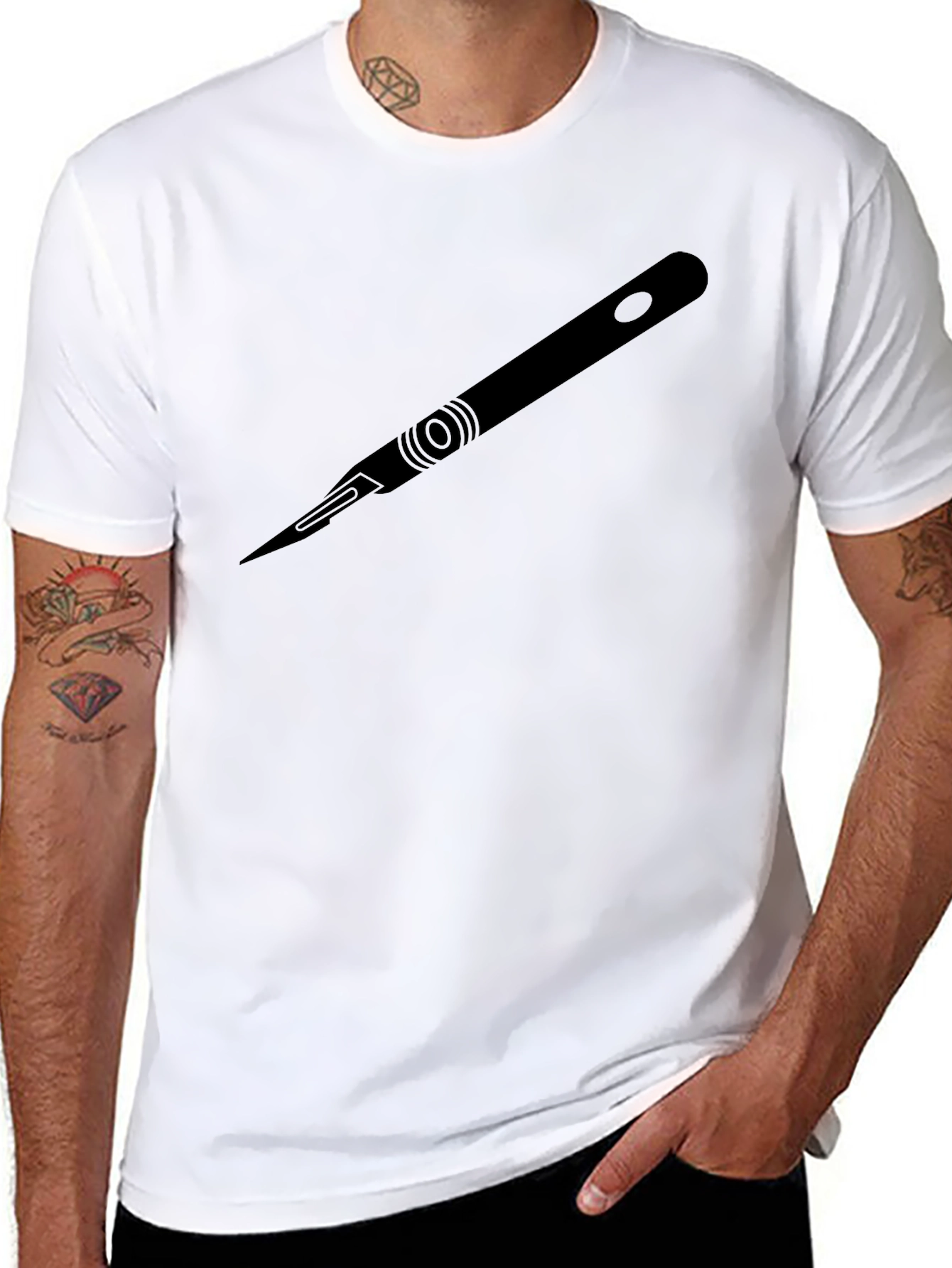 Surgical Scalpel Graphic Tee - Black Cotton Comfort