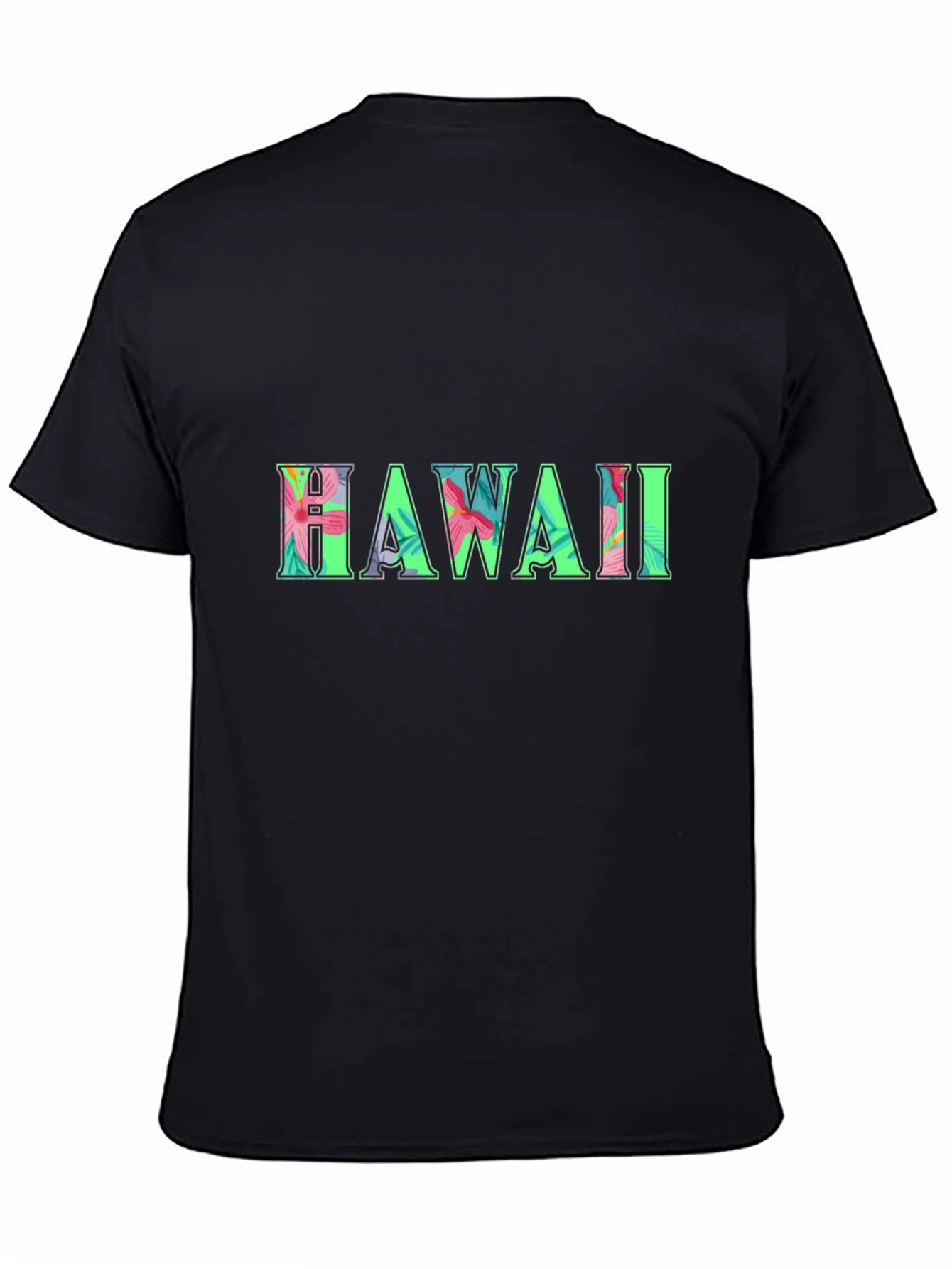 Hawaii Floral Print Black T-Shirt