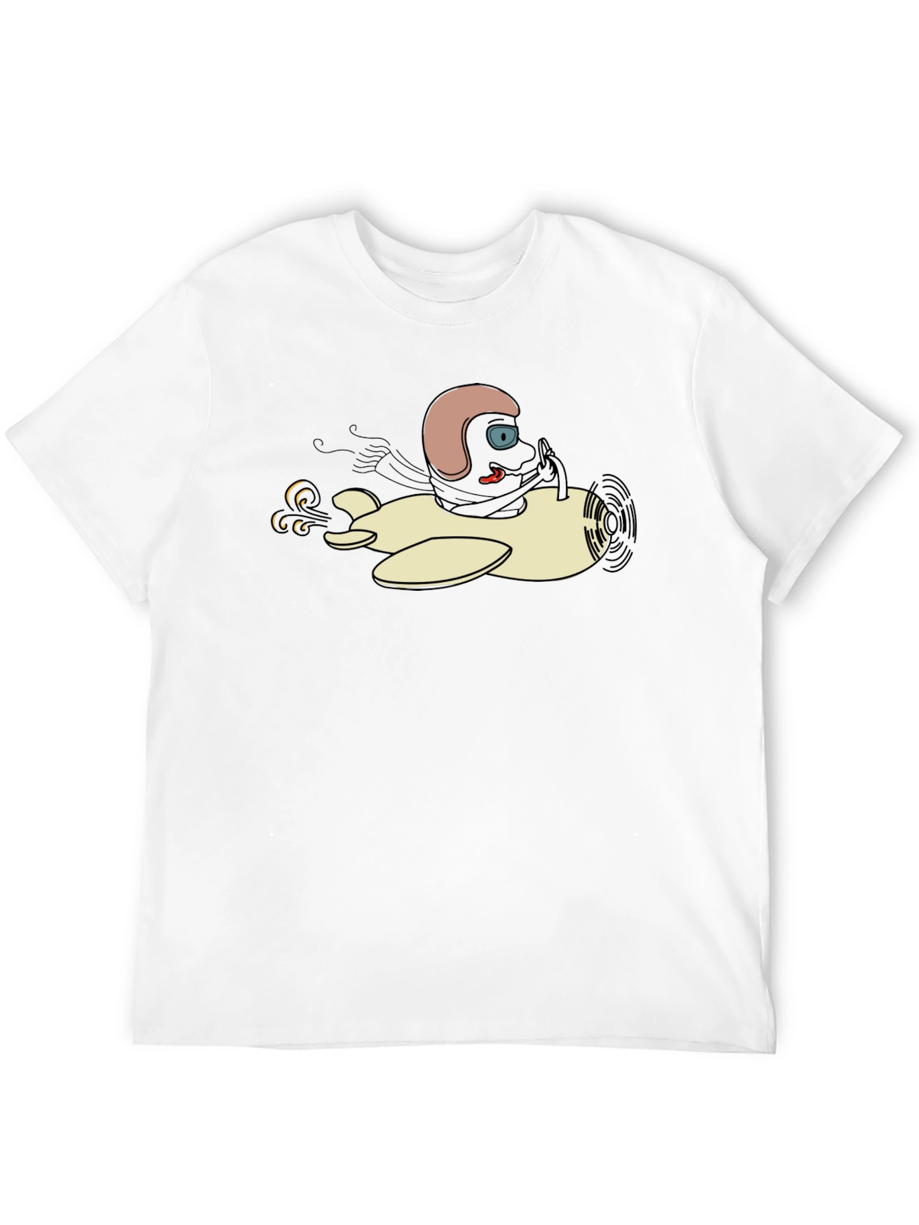 Cartoon Pilot T-Shirt - Black Cotton Tee